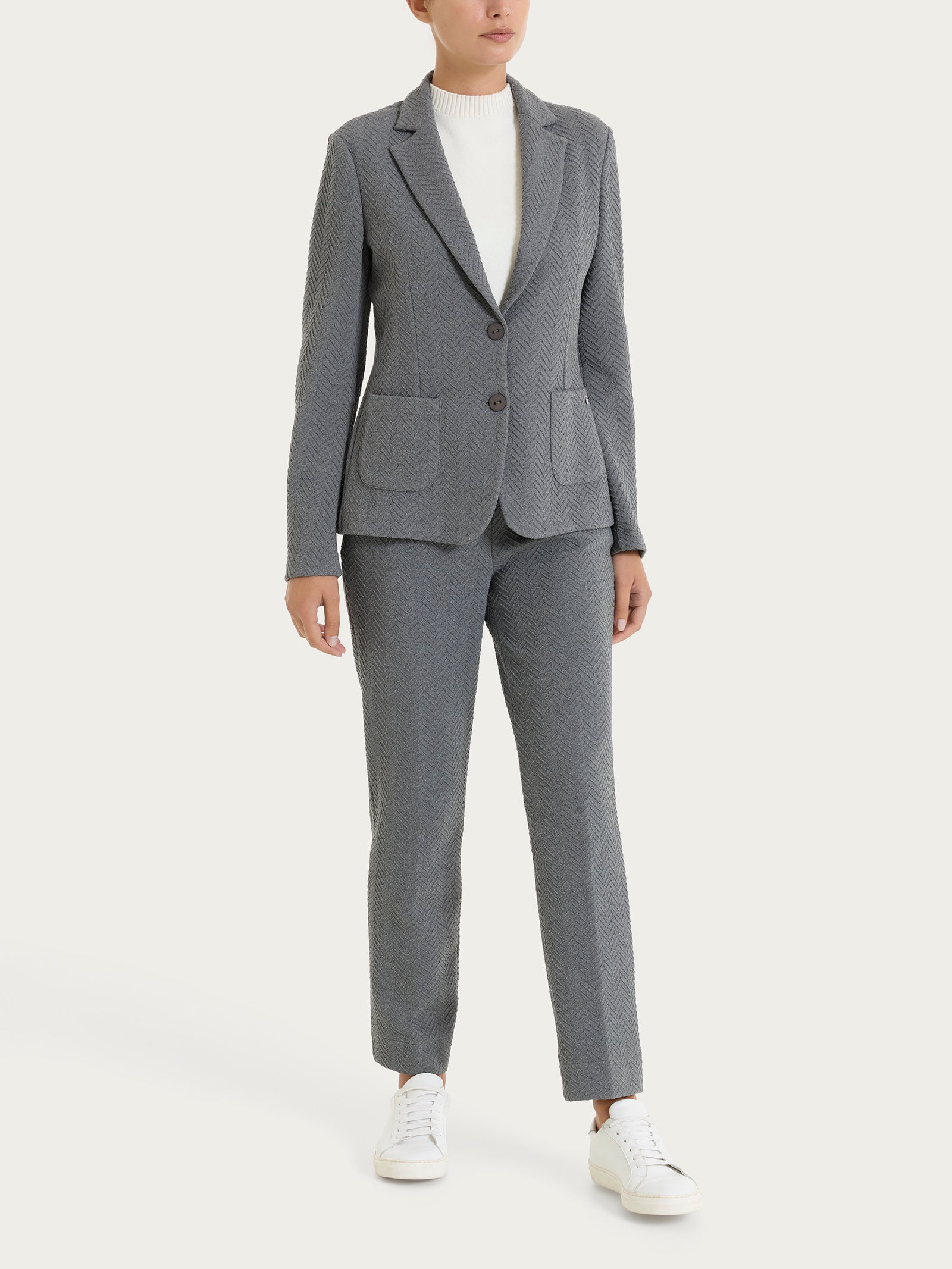 Ragno Compact Blazer Due Bottoni Donna Grigio Jacquard