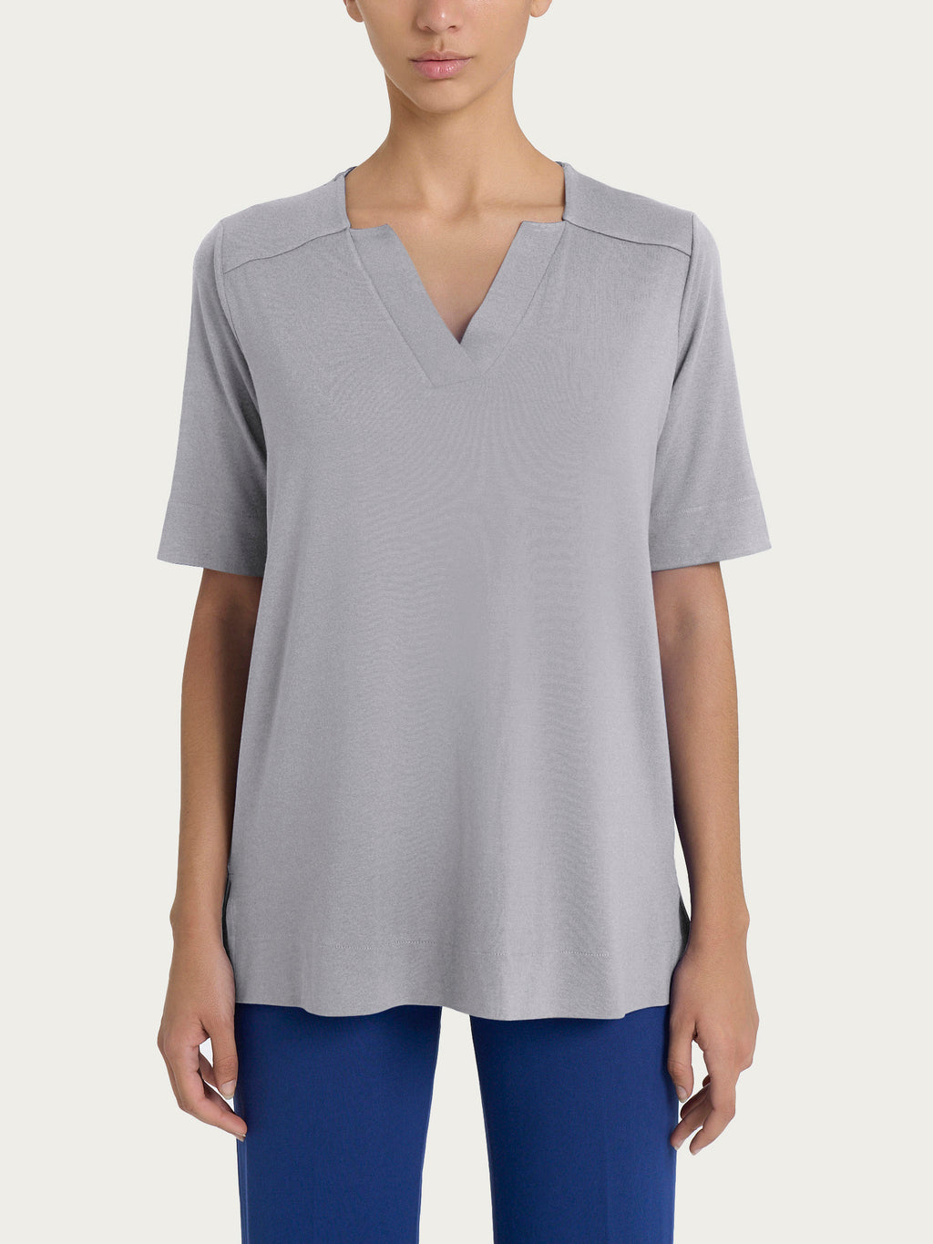 Ragno Viscosa Summer t-shirt scollo V Ultimate Gray