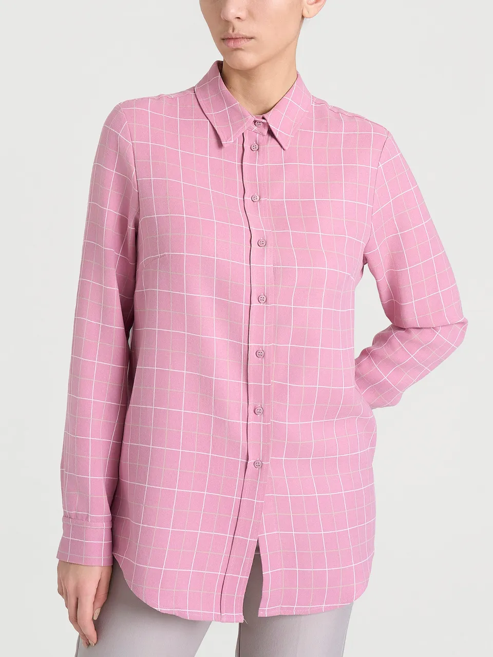 Ragno Winter EcoSeta camicia macro check Fant. Lilas quadri