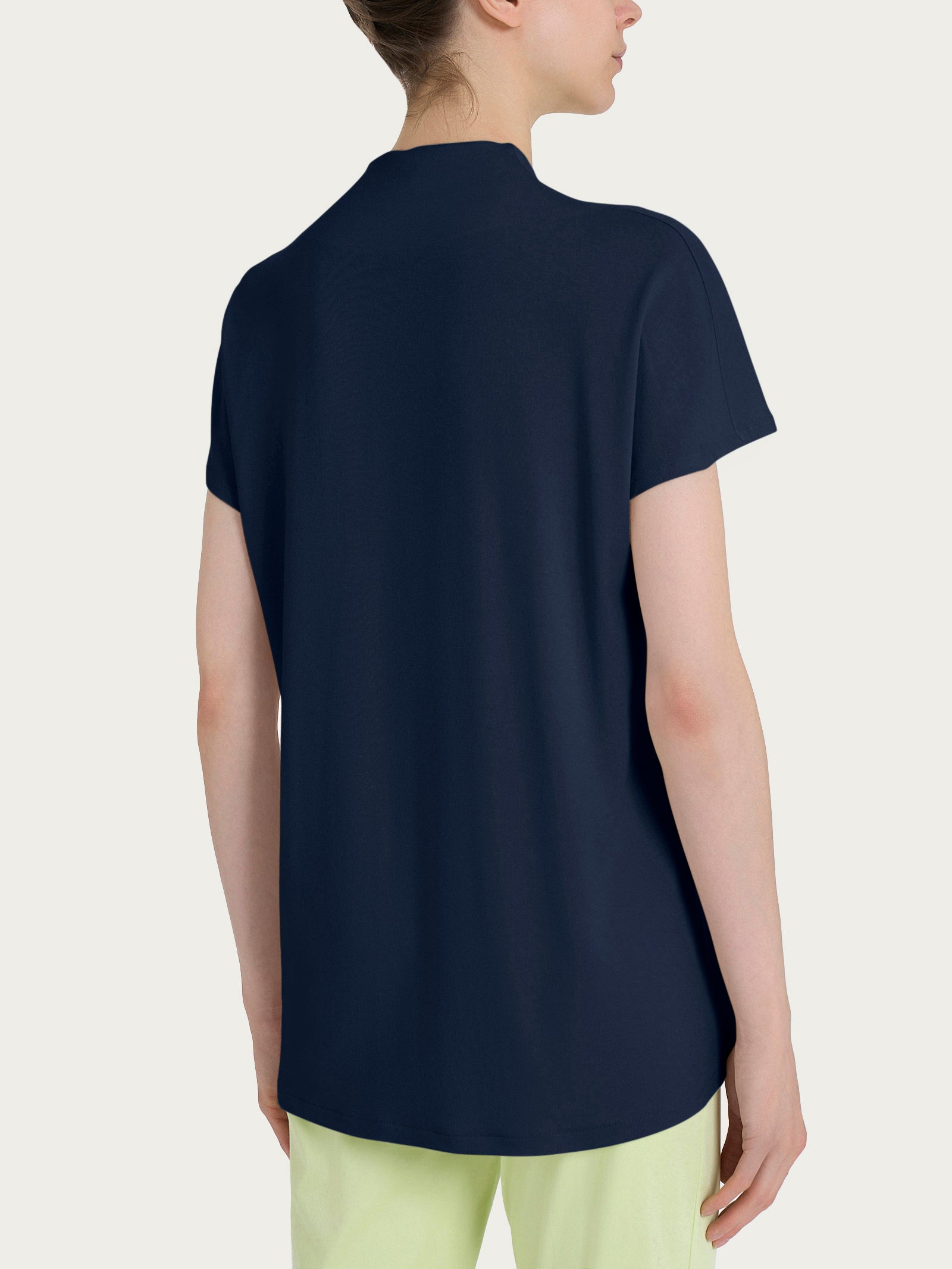 Ragno Viscosa Summer maglietta piega frontale kimono bleu