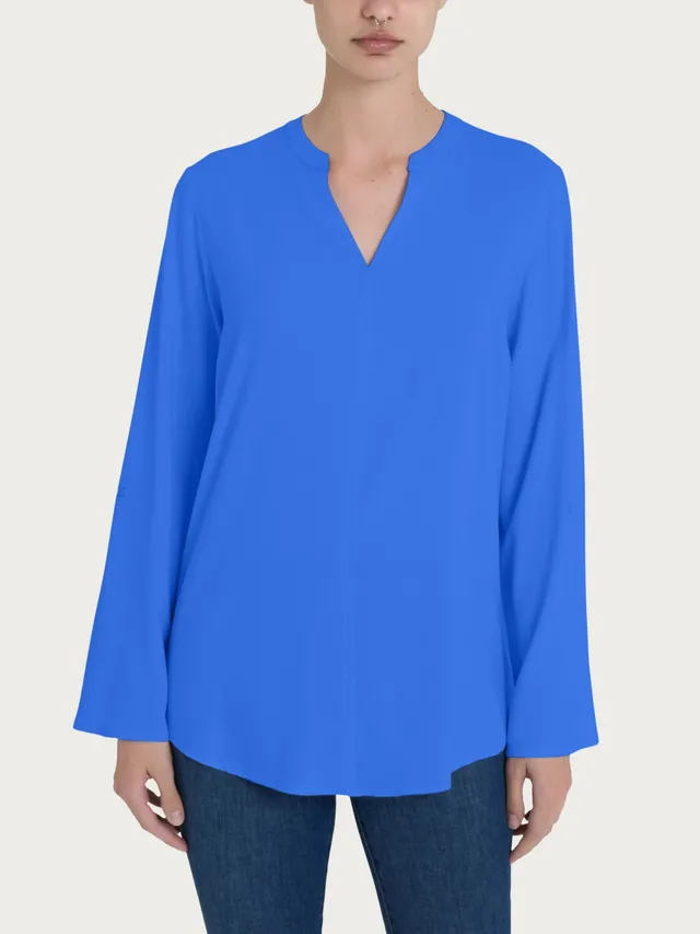 Ragno EcoSeta Collo Coreana Risvoltabile blusa dazzling blue fluida