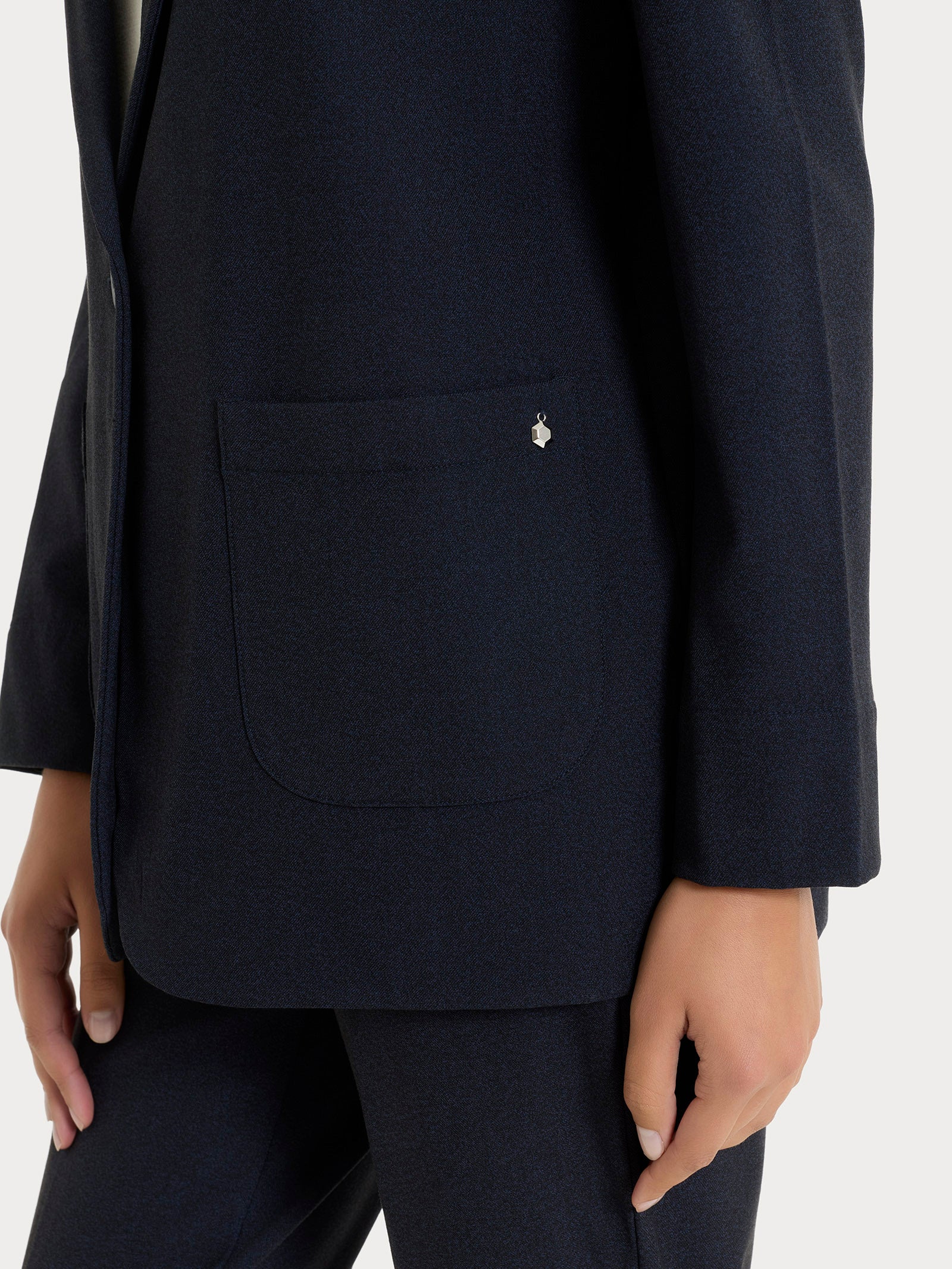 Ragno Compact blazer over Flannel Twill bleu mel.