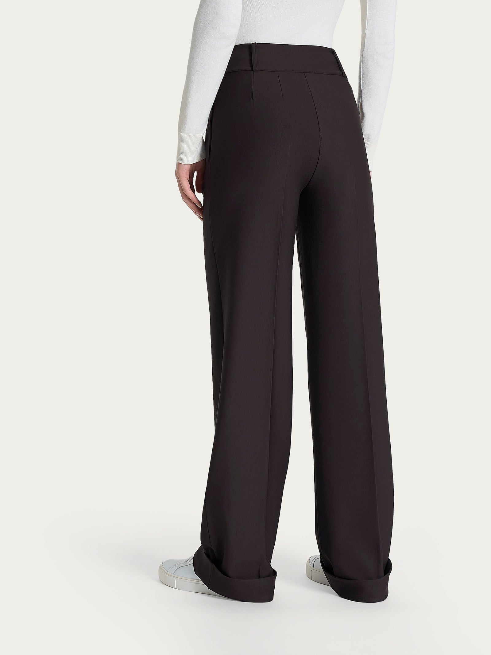 Ragno Compact Pantalone Ampio Tasche Pinces Chocolate Torte Wide Leg
