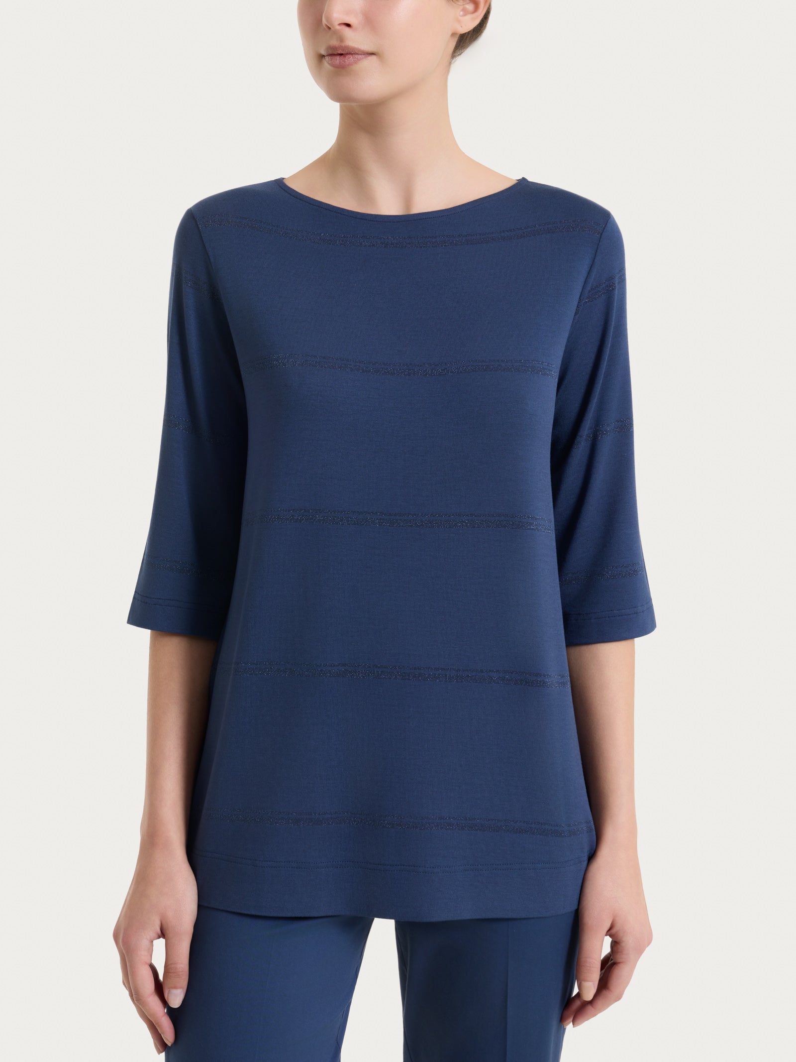 Ragno Viscosa Summer maglietta righe manica 3/4 blu Oceana lurex