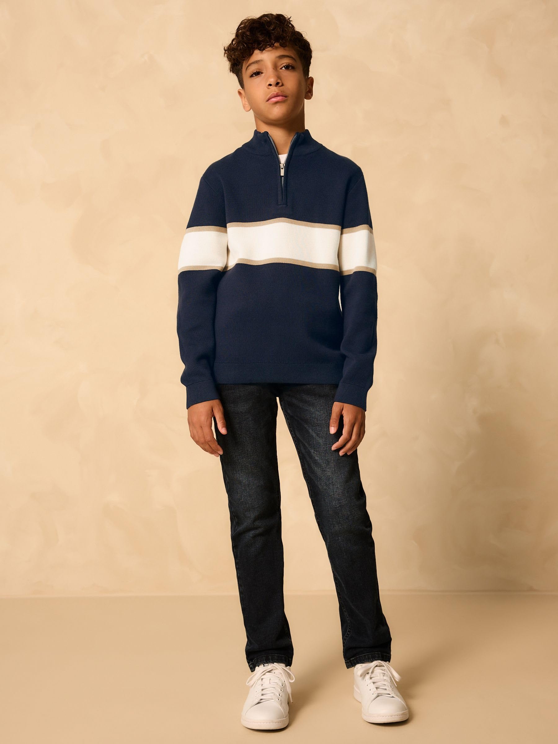 Next maglia blocchi colore zip bambino 110