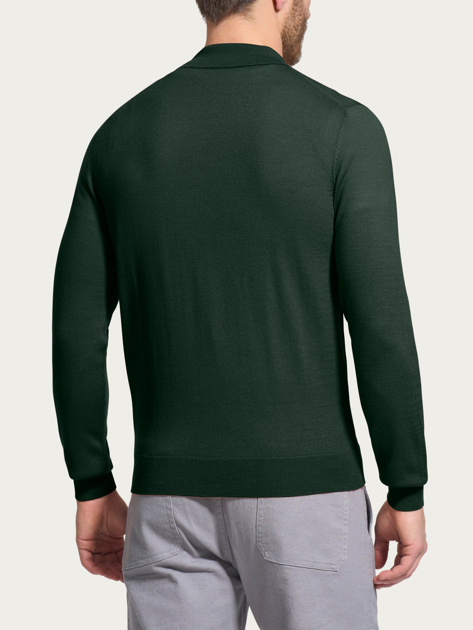Ragno Merino Soft Polo Lana Manica Lunga Verde