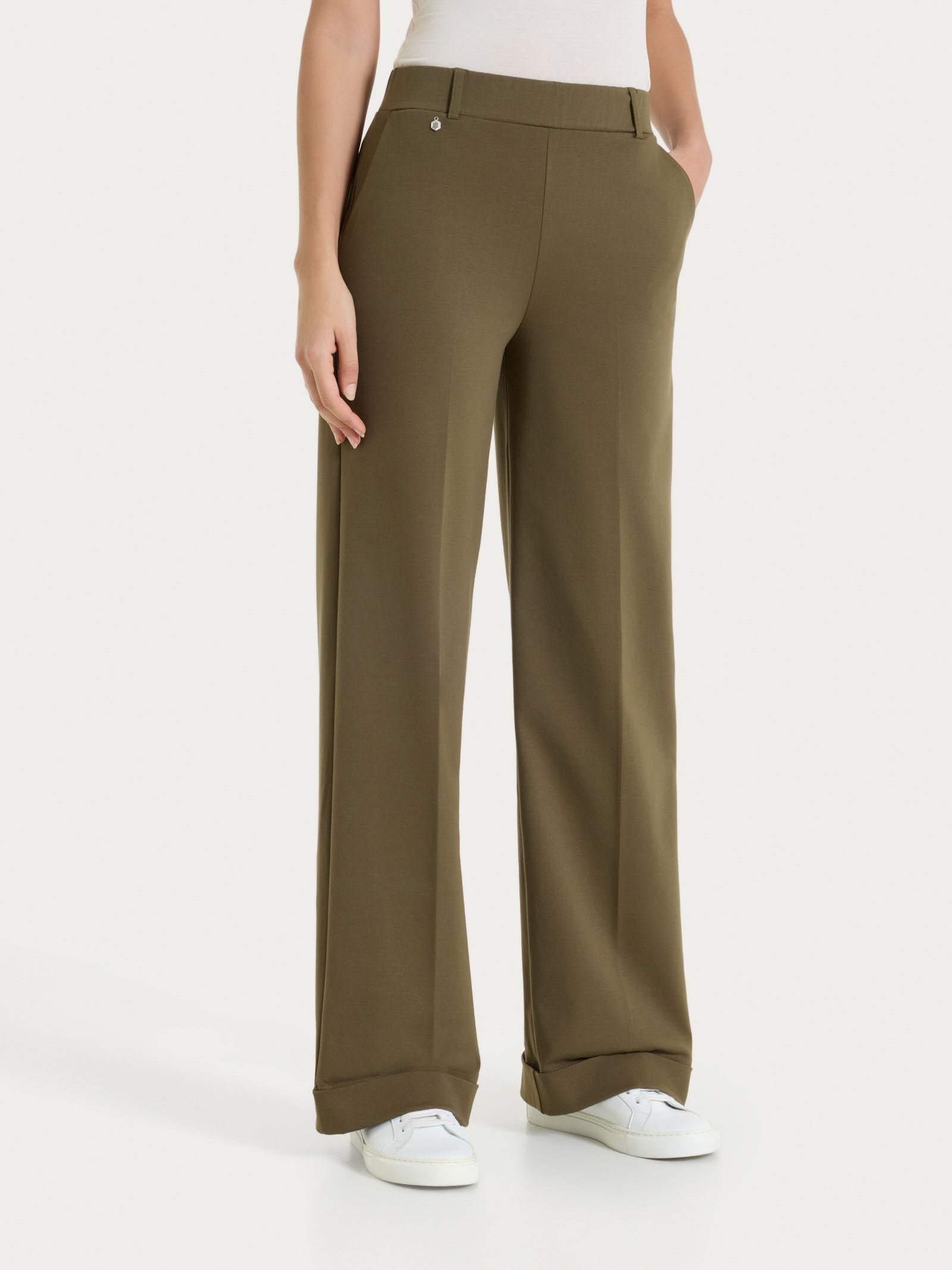 Ragno Compact Light Pantalone Ampio Tasche Dark Olive gamba larga