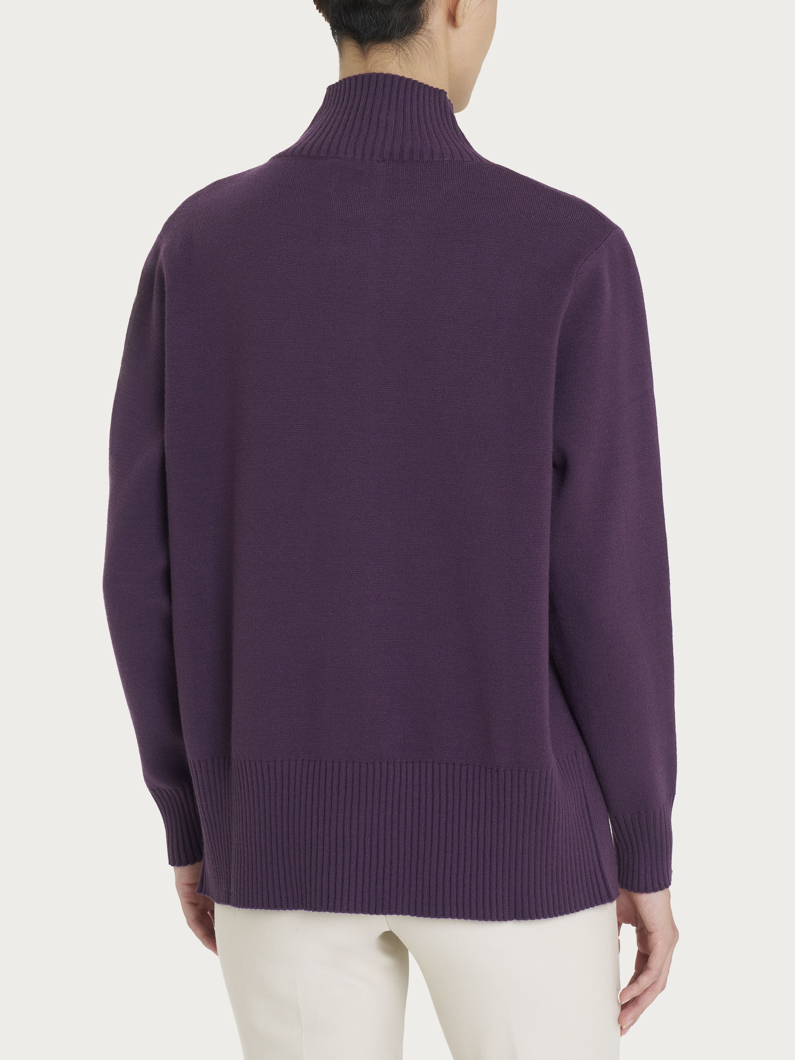 Ragno Super Soft Cardigan Bottoni Collo Alto Plum Perfect