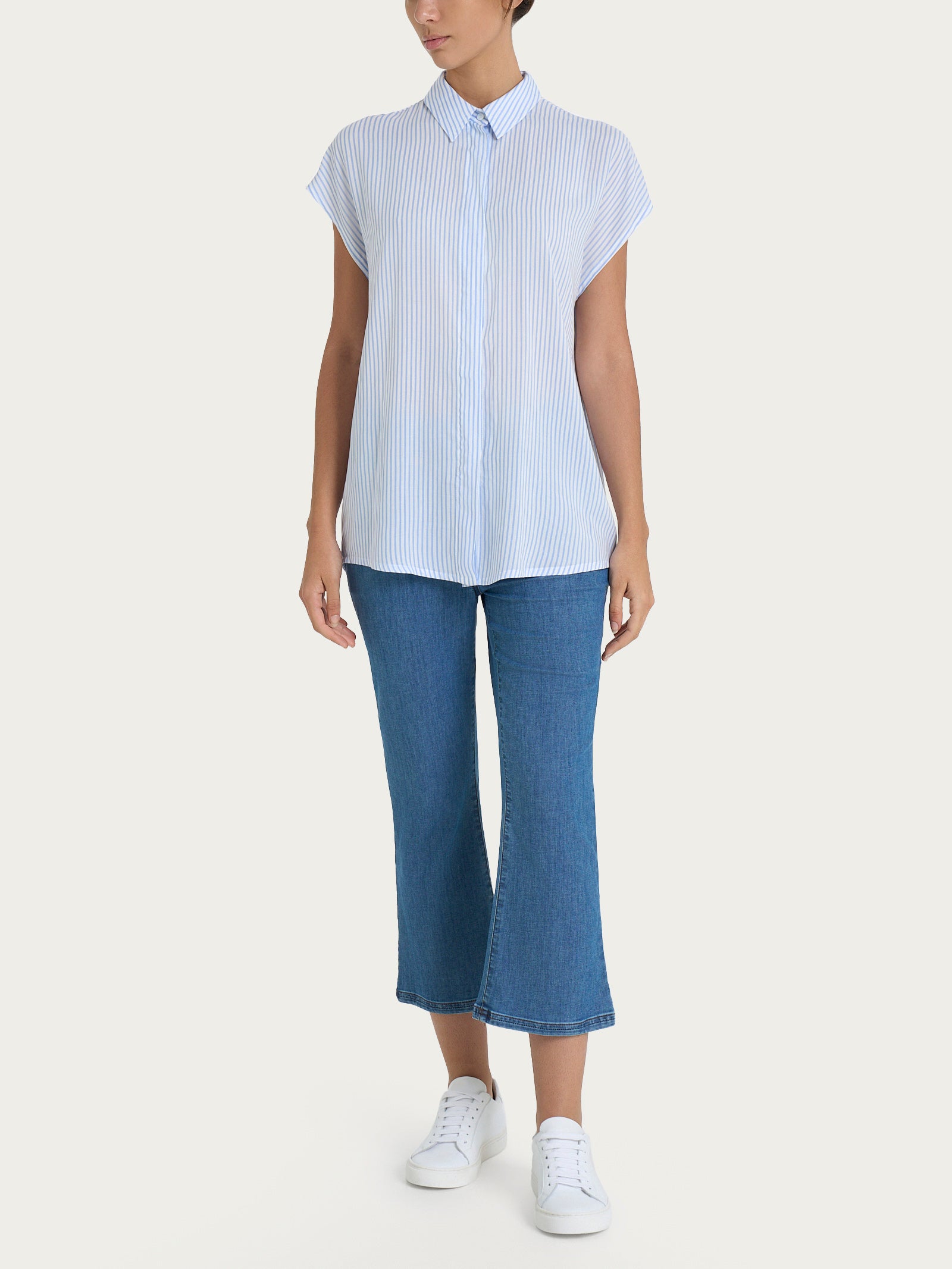 Ragno EcoSeta Camicia a Righe Lavender Lustre Kimono