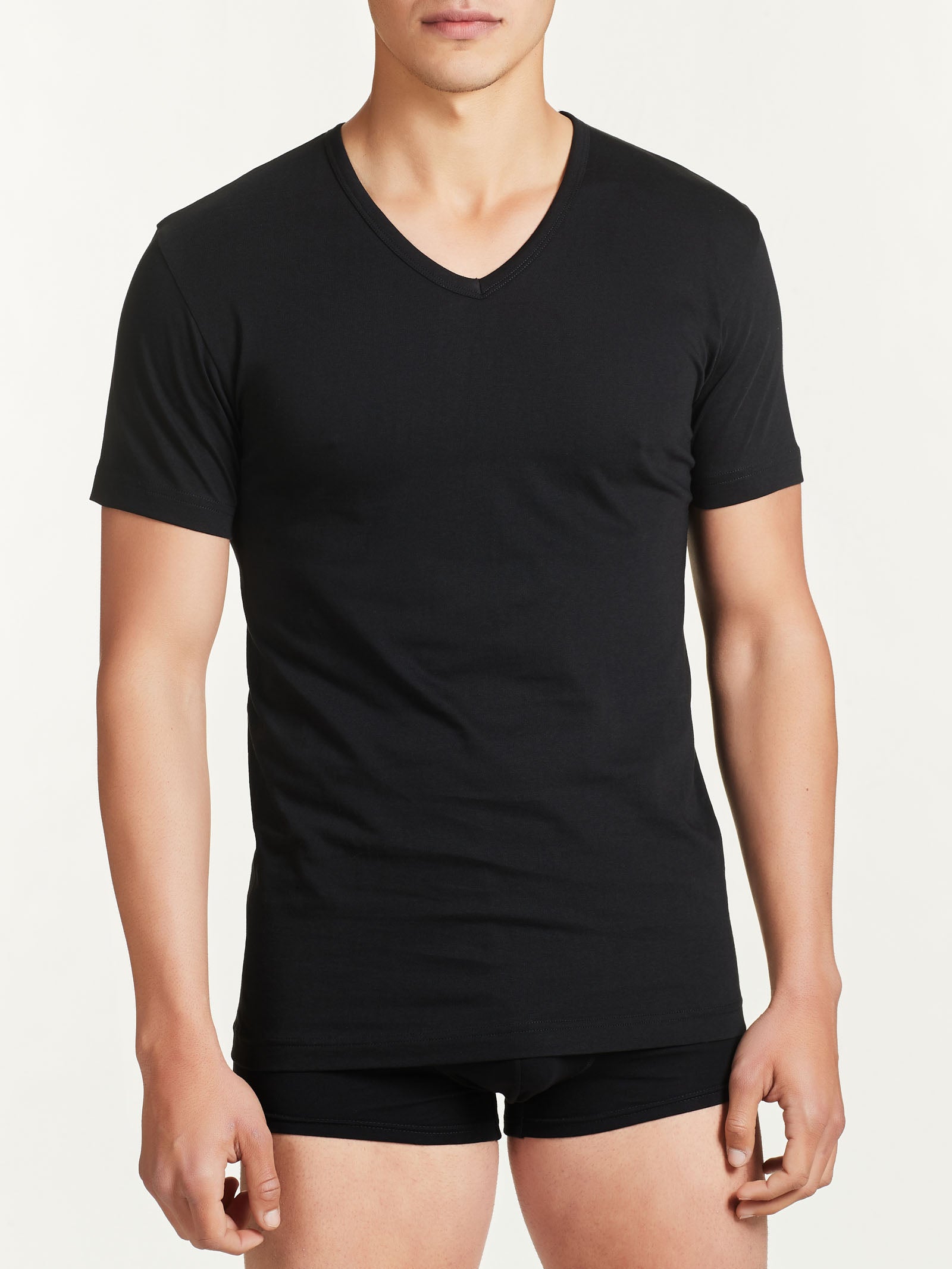 Ragno 100% Cotton maglietta scollo V nero bipack