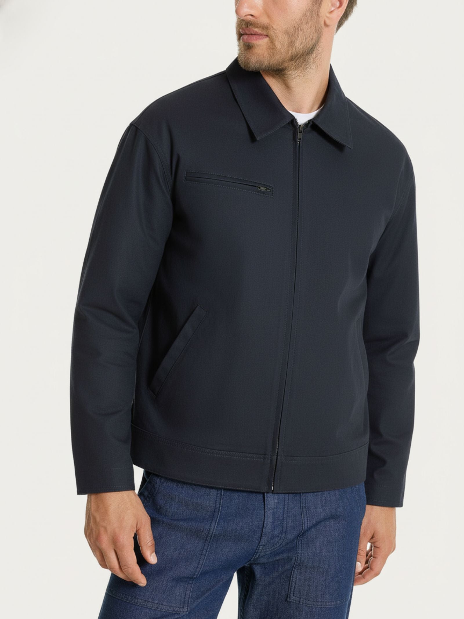 Ragno Canvas Stretch giacca zip blu uomo