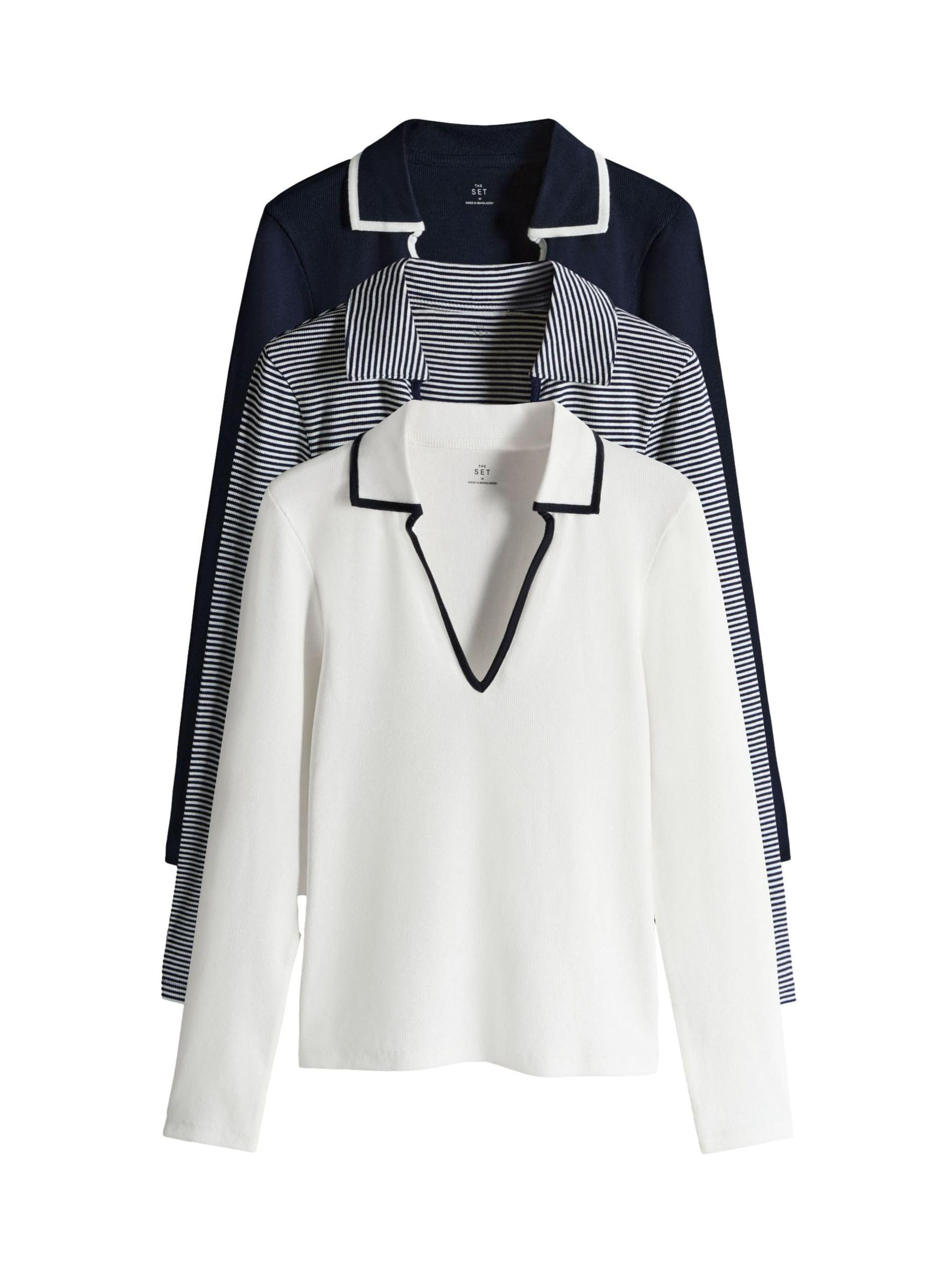 Geo Next The Set maglia coste 3 pezzi collo contrasto