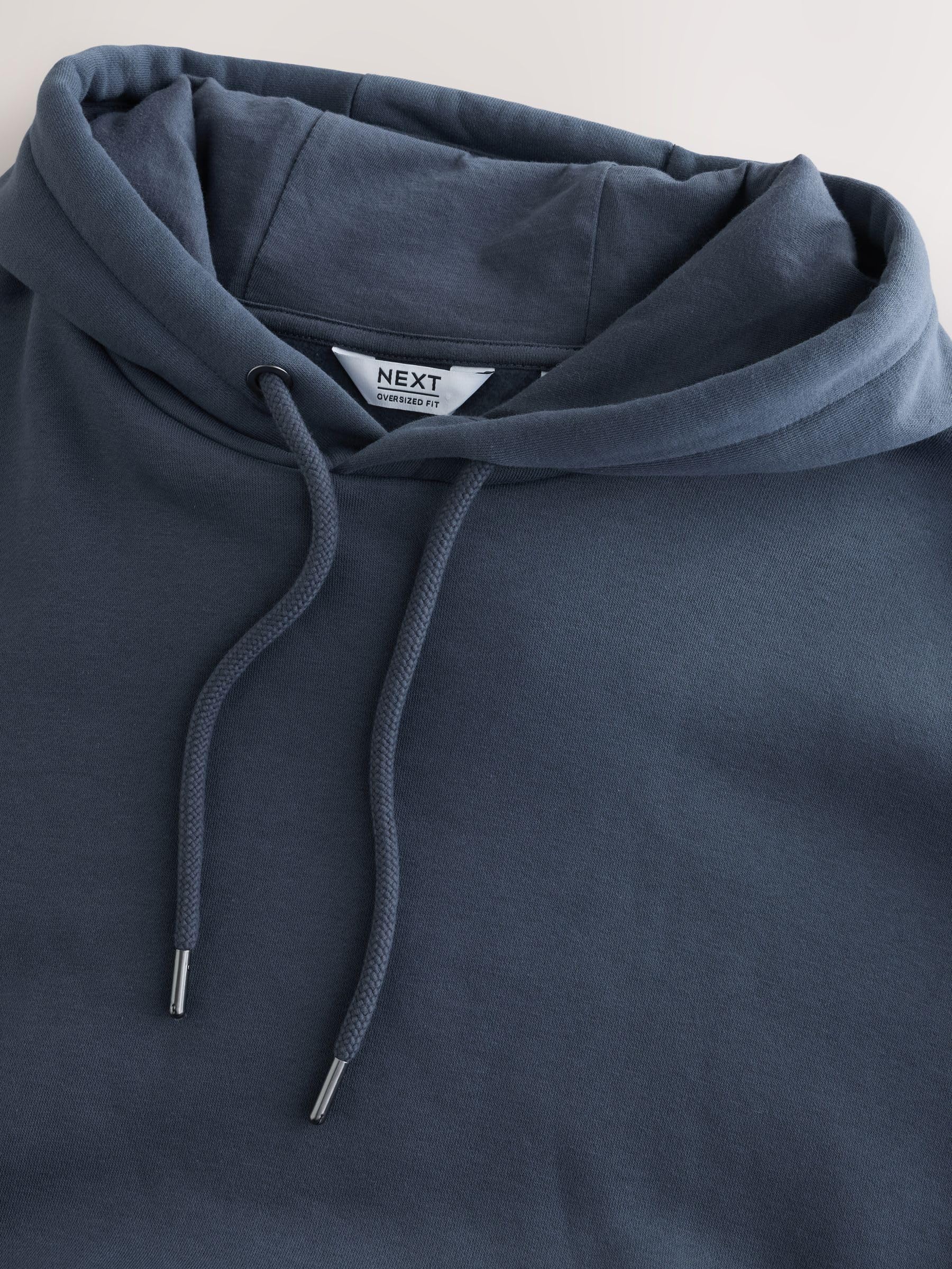 Next felpa con cappuccio uomo jersey cotone pesante oversize steel blue M