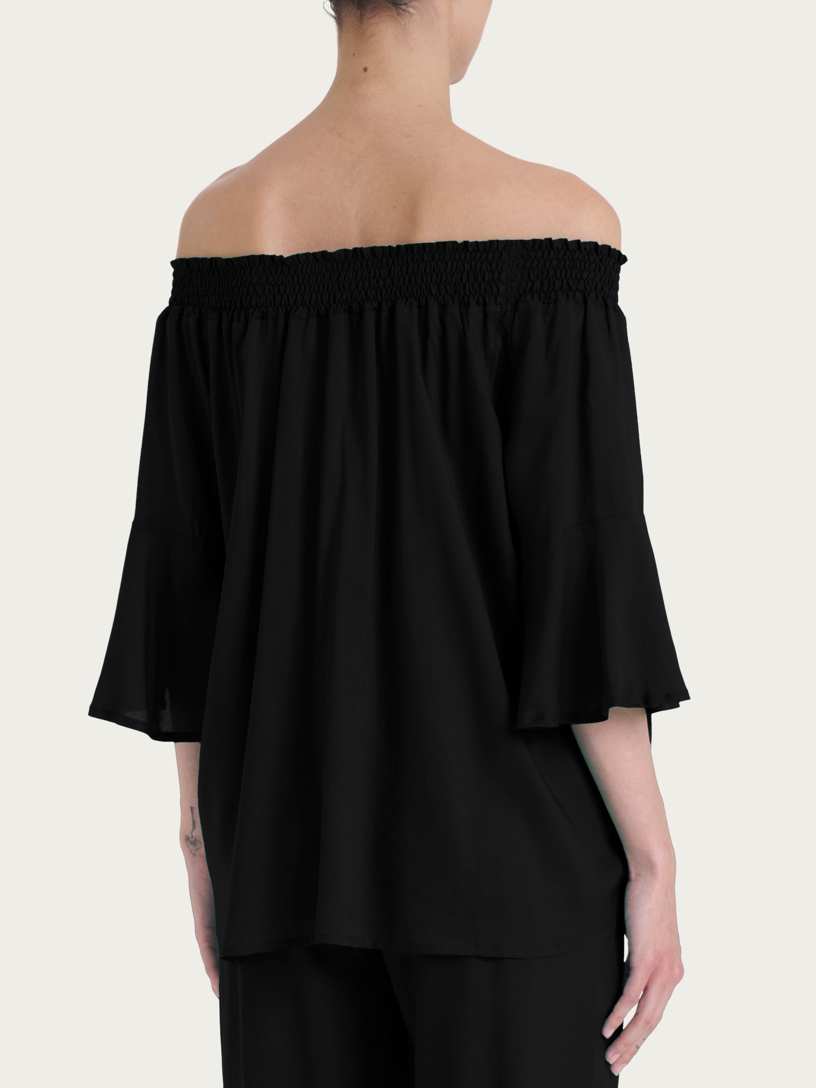 Ragno EcoSeta Maxi T-Shirt Viscosa Nero Arricciata