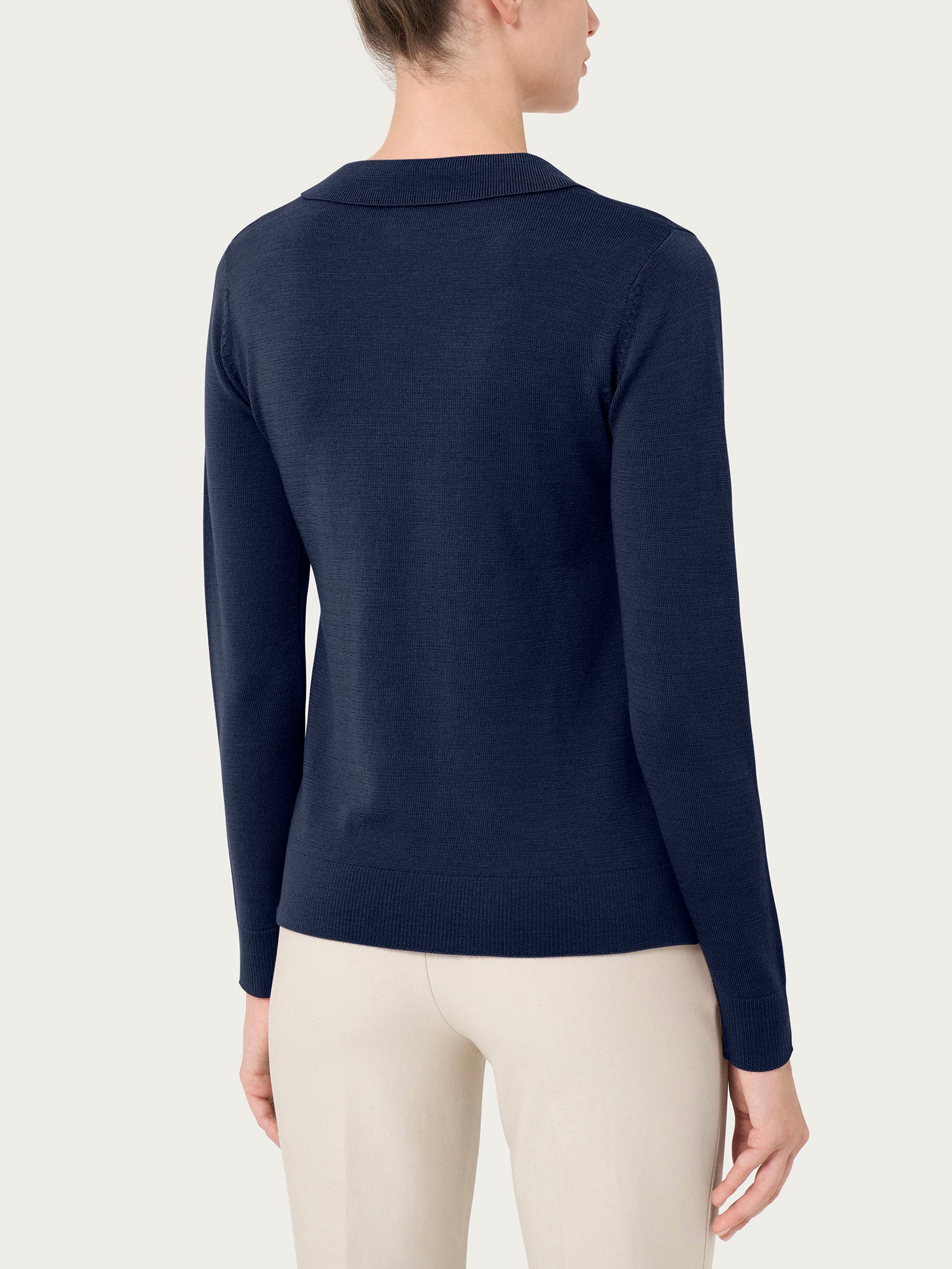 Ragno Merino Soft Polo Lana Regular Bleu