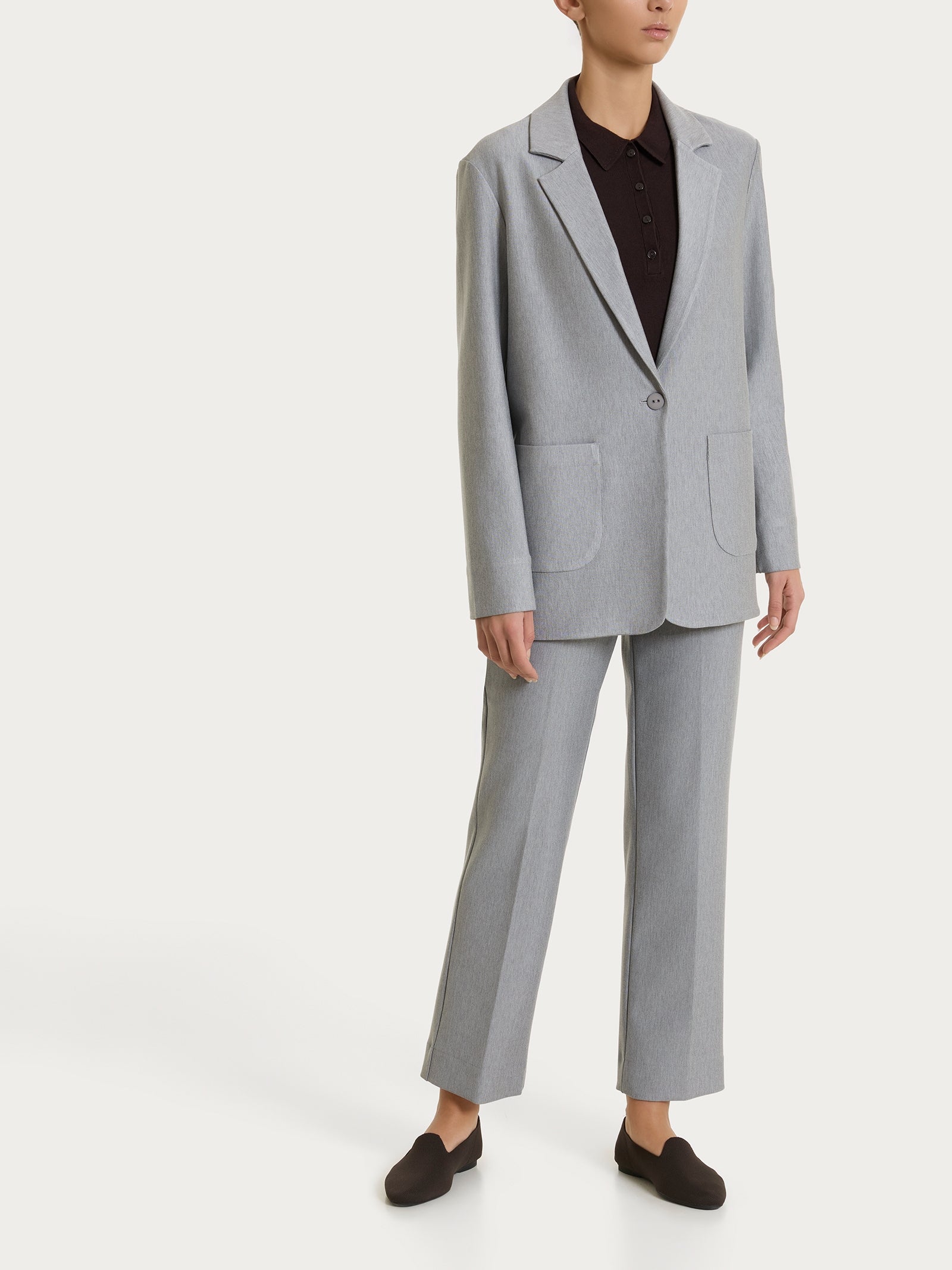Ragno Compact blazer over un bottone Grigio Mel. elasticizzato