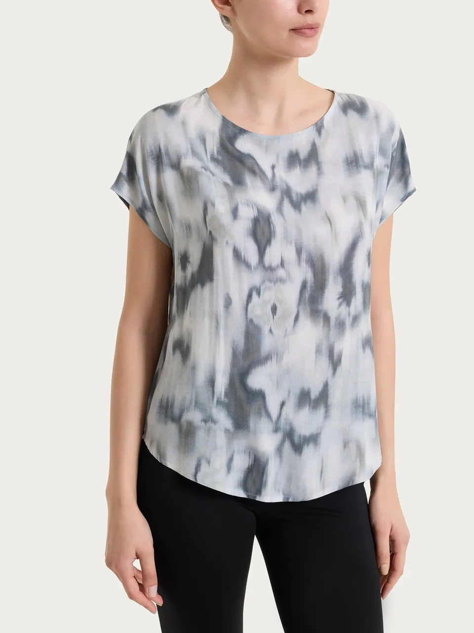 Ragno EcoSeta blusa manica corta Fant. Turbulence raso viscosa