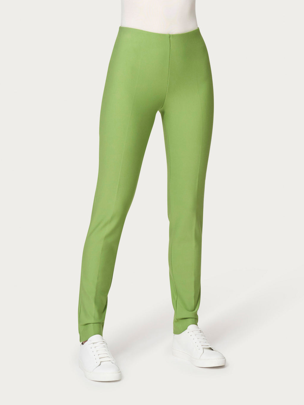 Ragno Compact pantalone sigaretta con spacchi verde piccante elasticizzato