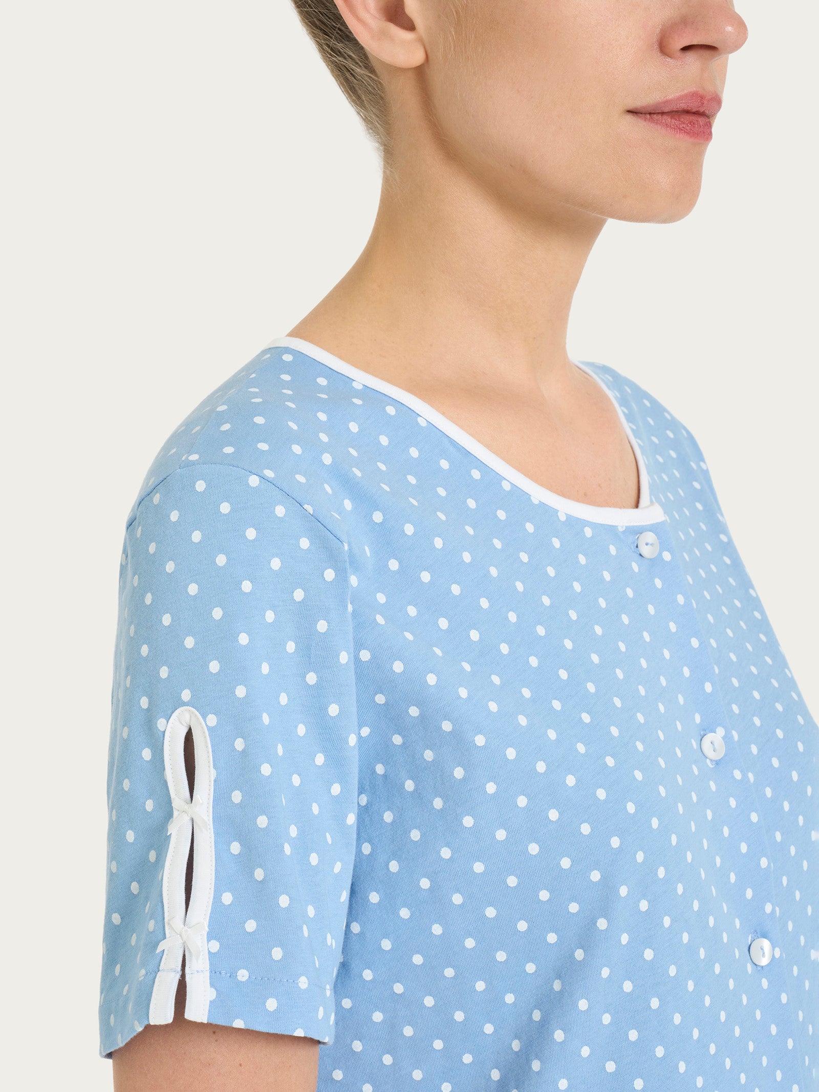 Ragno Jersey Cotone pigiama aperto pois della robbia blue cotone