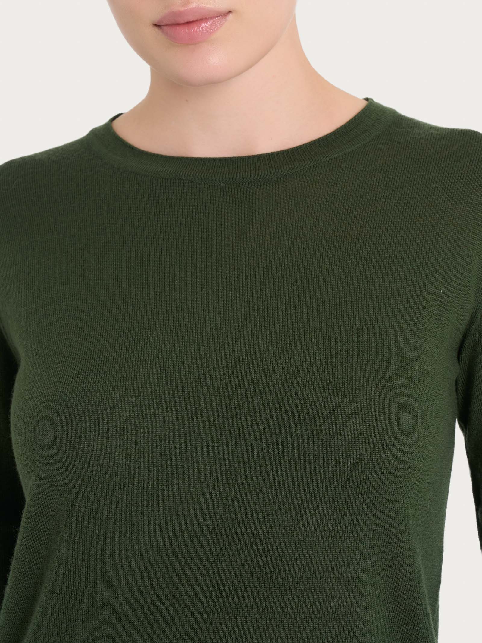 Ragno Merino Soft maglia girocollo Kombu Green calda