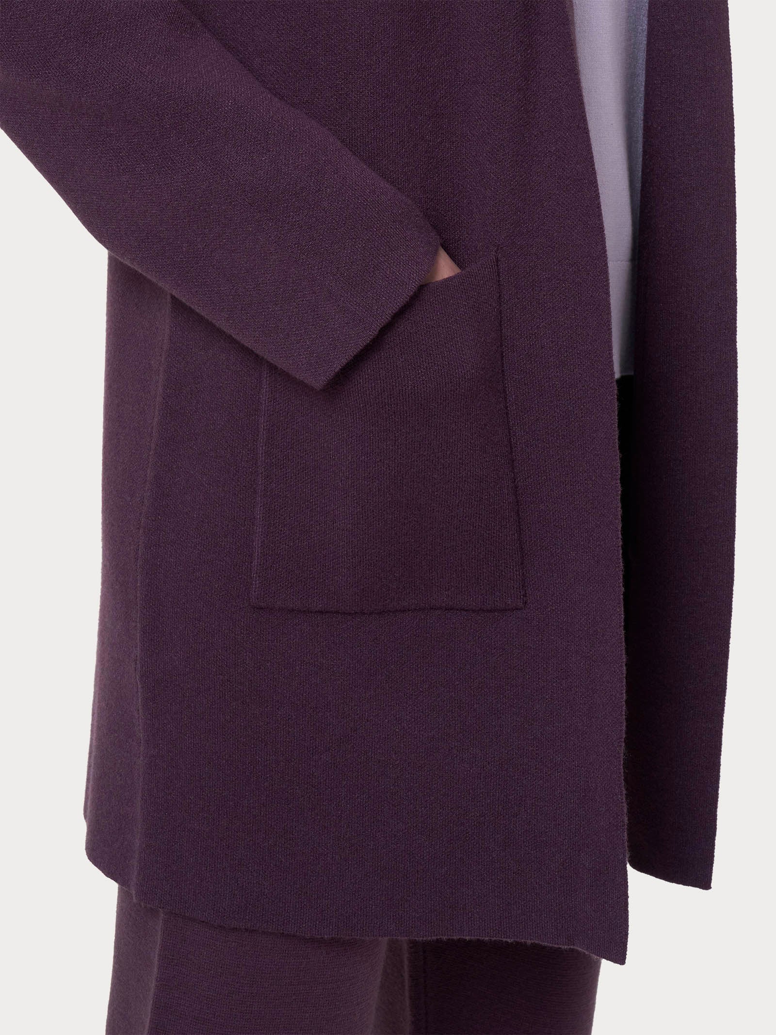 Ragno Super Soft cardigan lungo aperto Plum Perfect