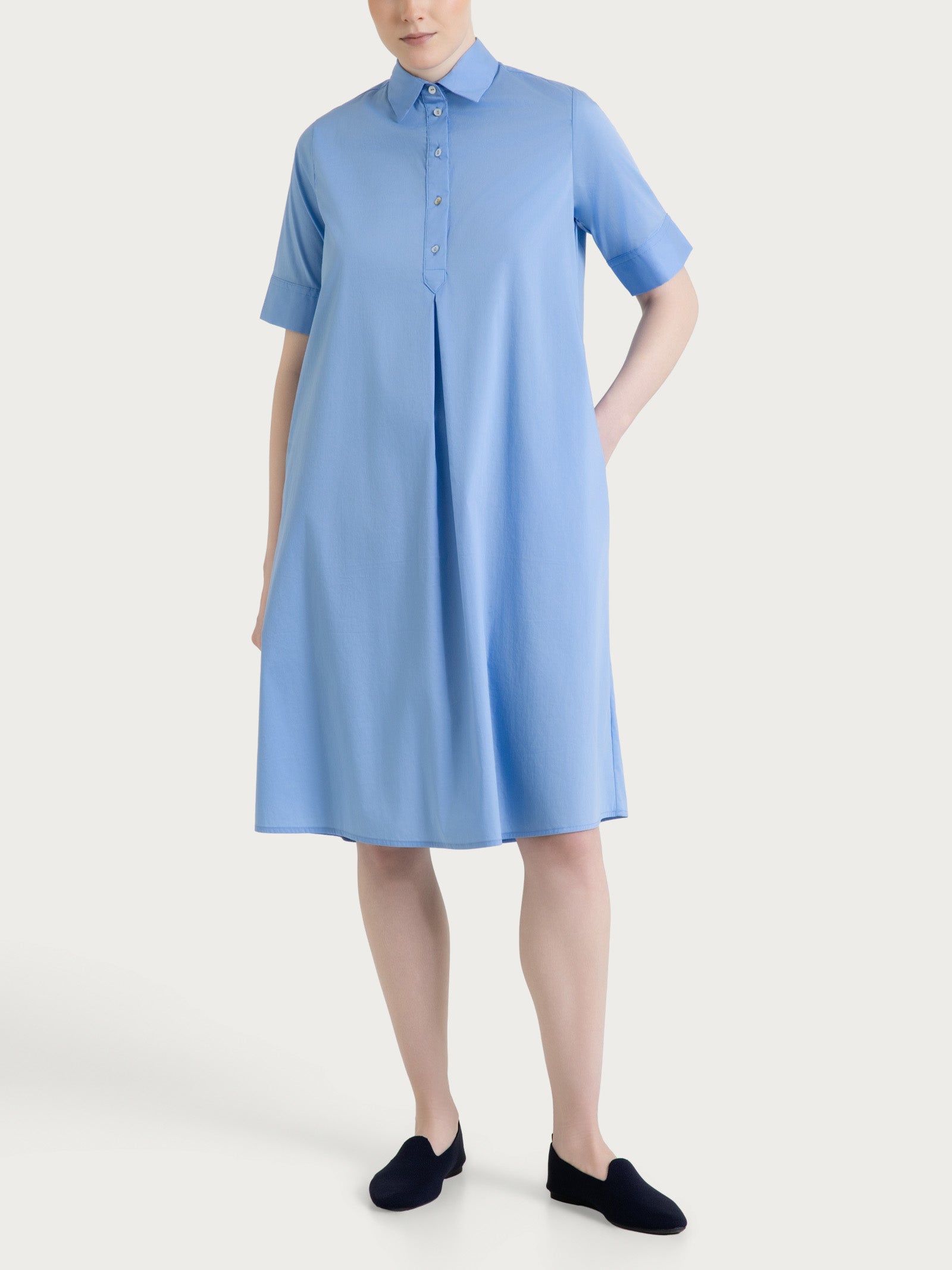 Ragno Puro Cotone Abito Collo Camicia Bel Air Blue poplin