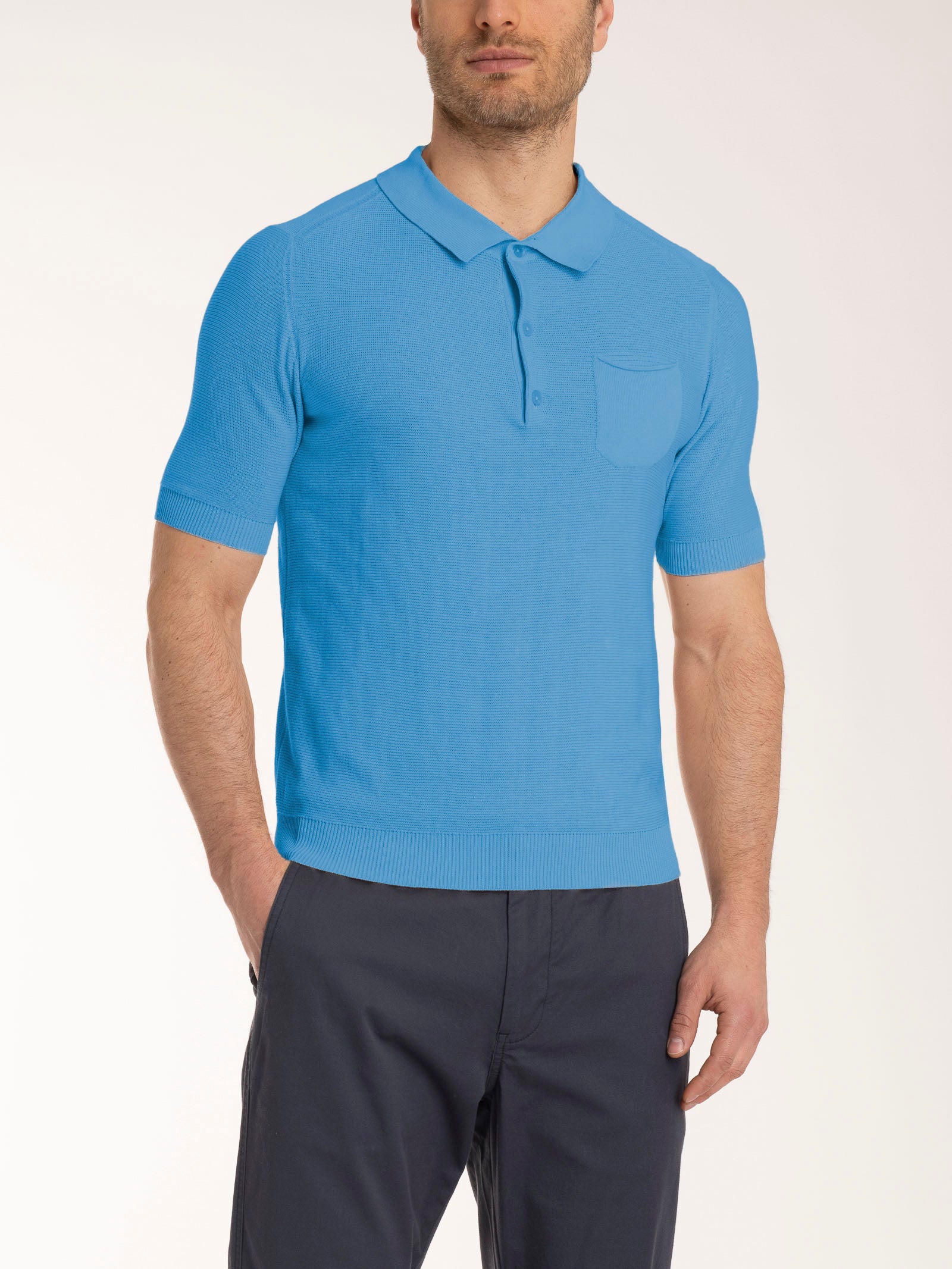 Ragno Puro Cotone polo punto links Azure Blue cotone