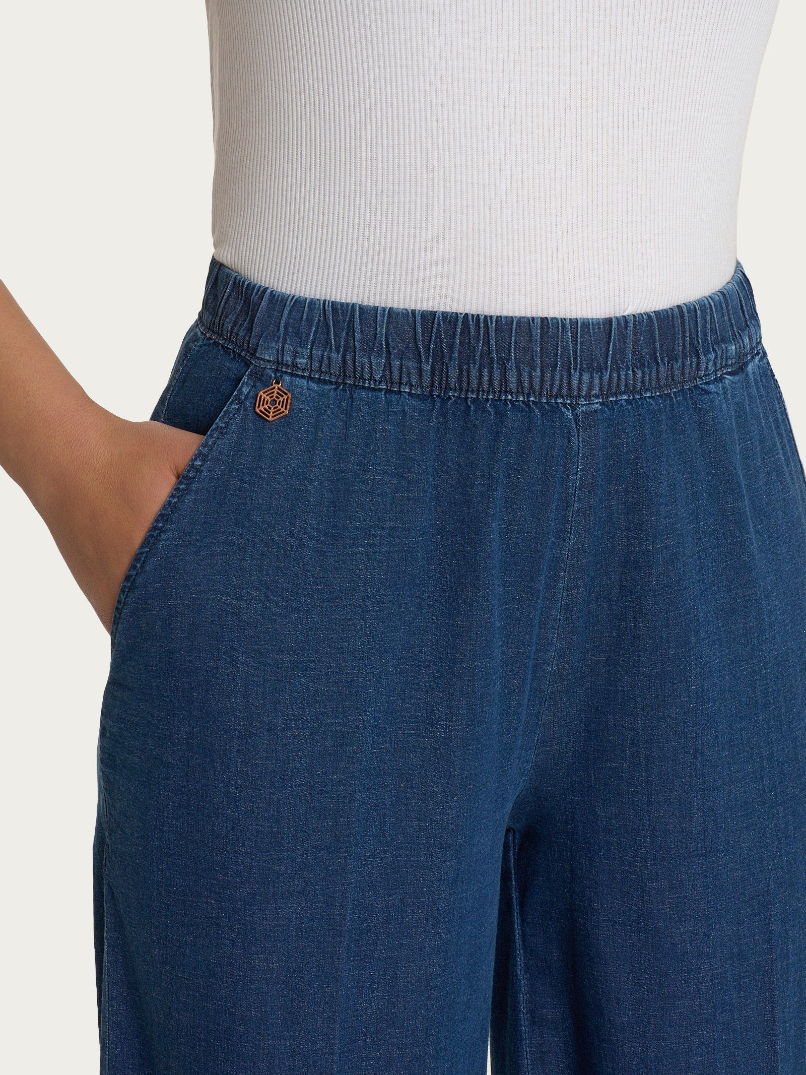 Ragno Super Denim Jeans Wide Leg Indigo gamba larga