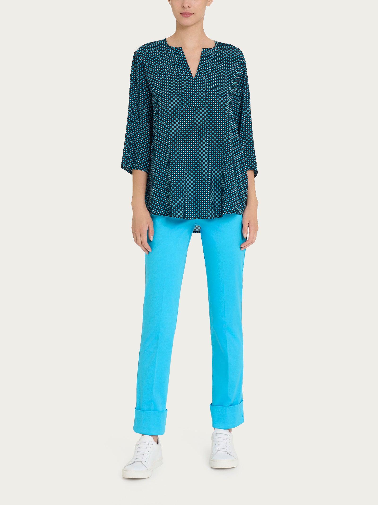 Ragno Ecoseta Blusa Scollo V Viscosa Fant. Aquarius