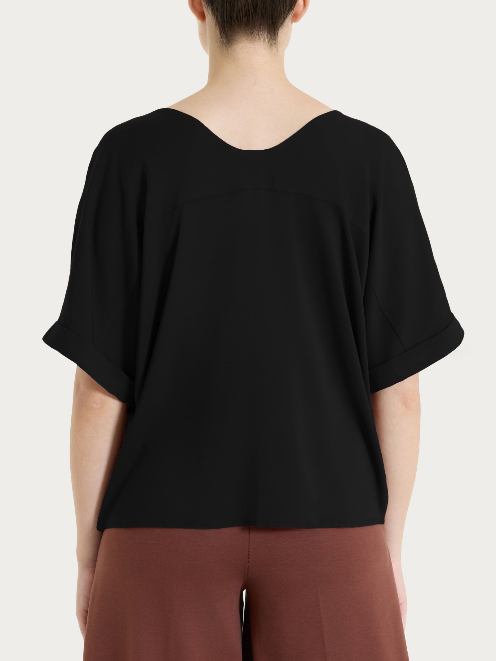 Ragno Voile Stretch blusa kimono Nero viscosa