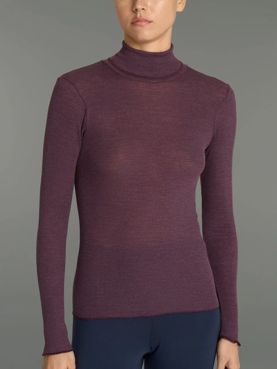 Ragno Lana Seta Dolcevita Collo Alto Plum Lana Seta