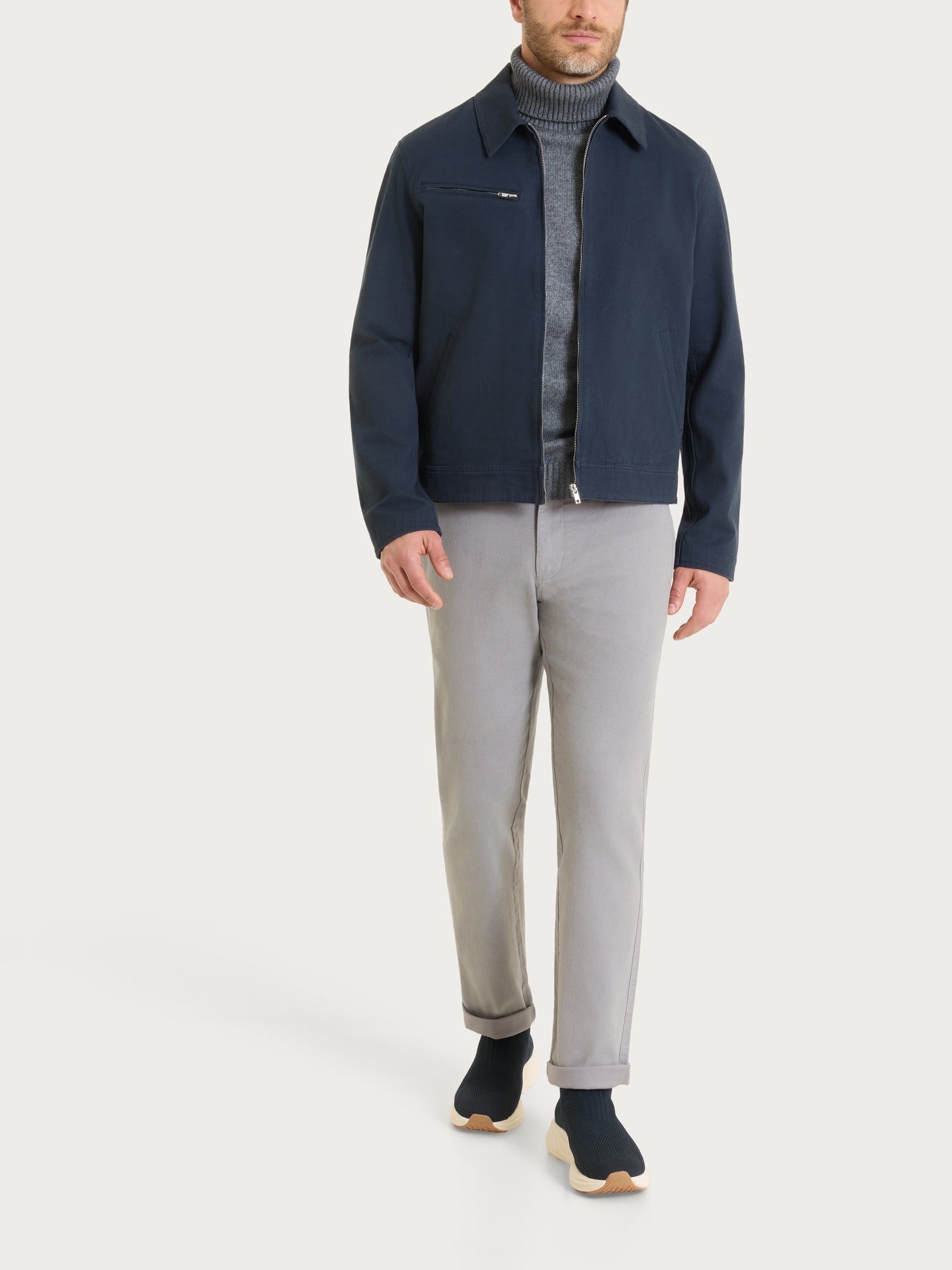 Ragno Canvas Stretch giacca zip blu uomo