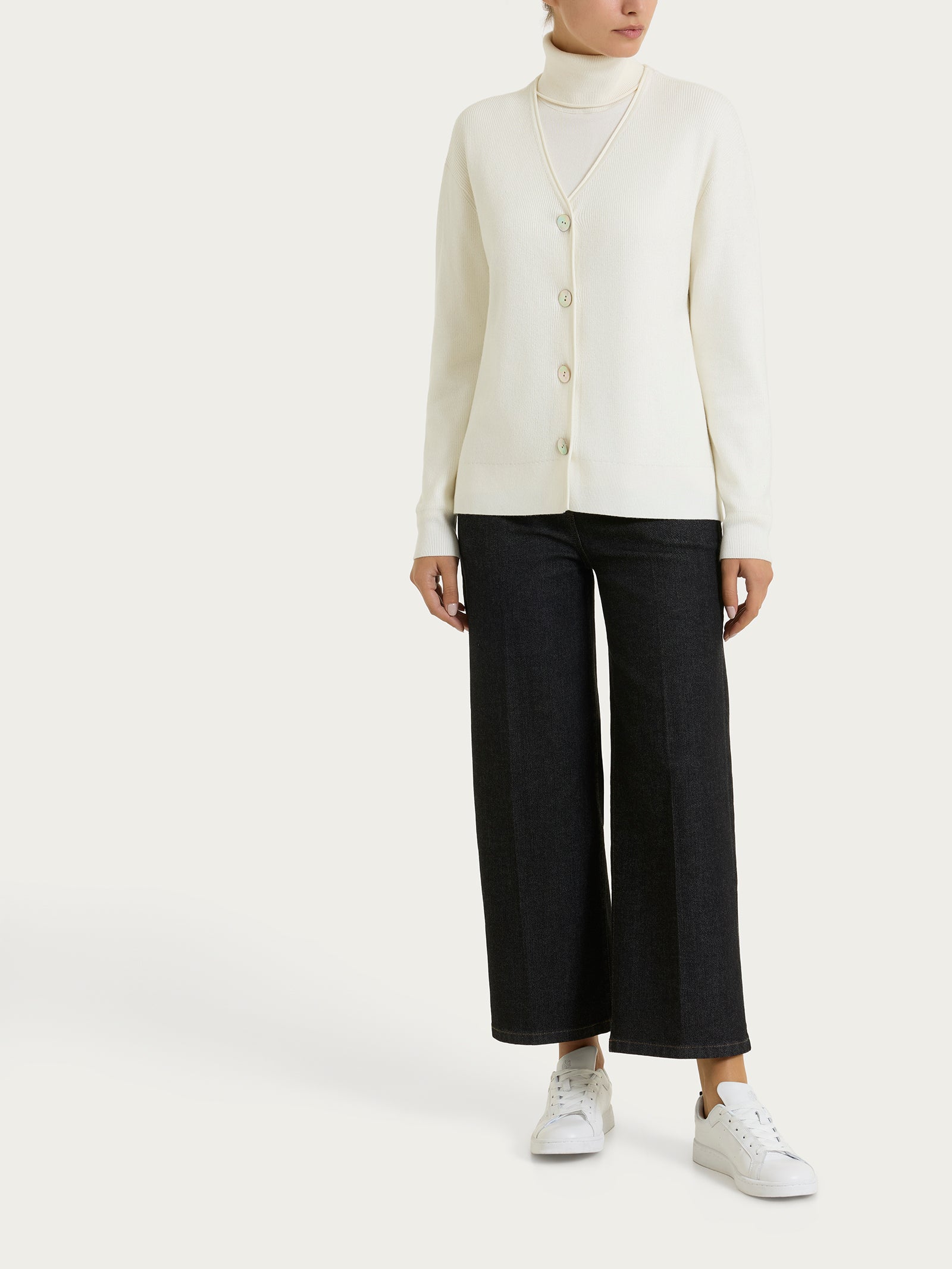 Ragno Four Seasons Cardigan Donna Avorio Scollo V
