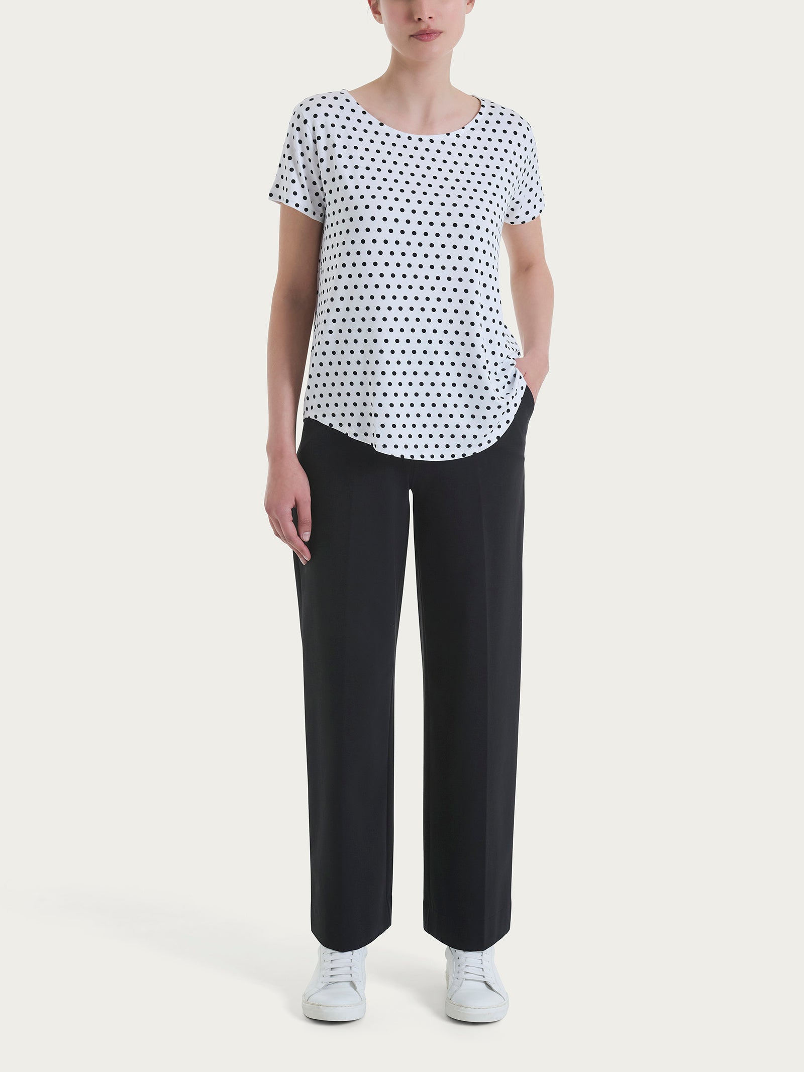 Ragno Viscosa Summer Maglietta Donna Fant.Bianco pois