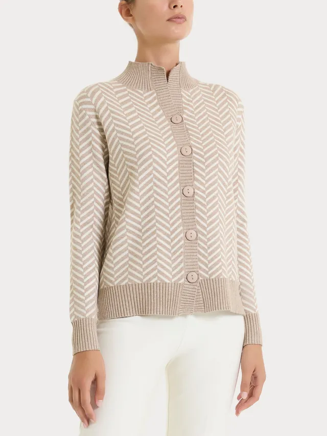 Ragno Super Soft Cardigan Corto Spigato Cammello Mel