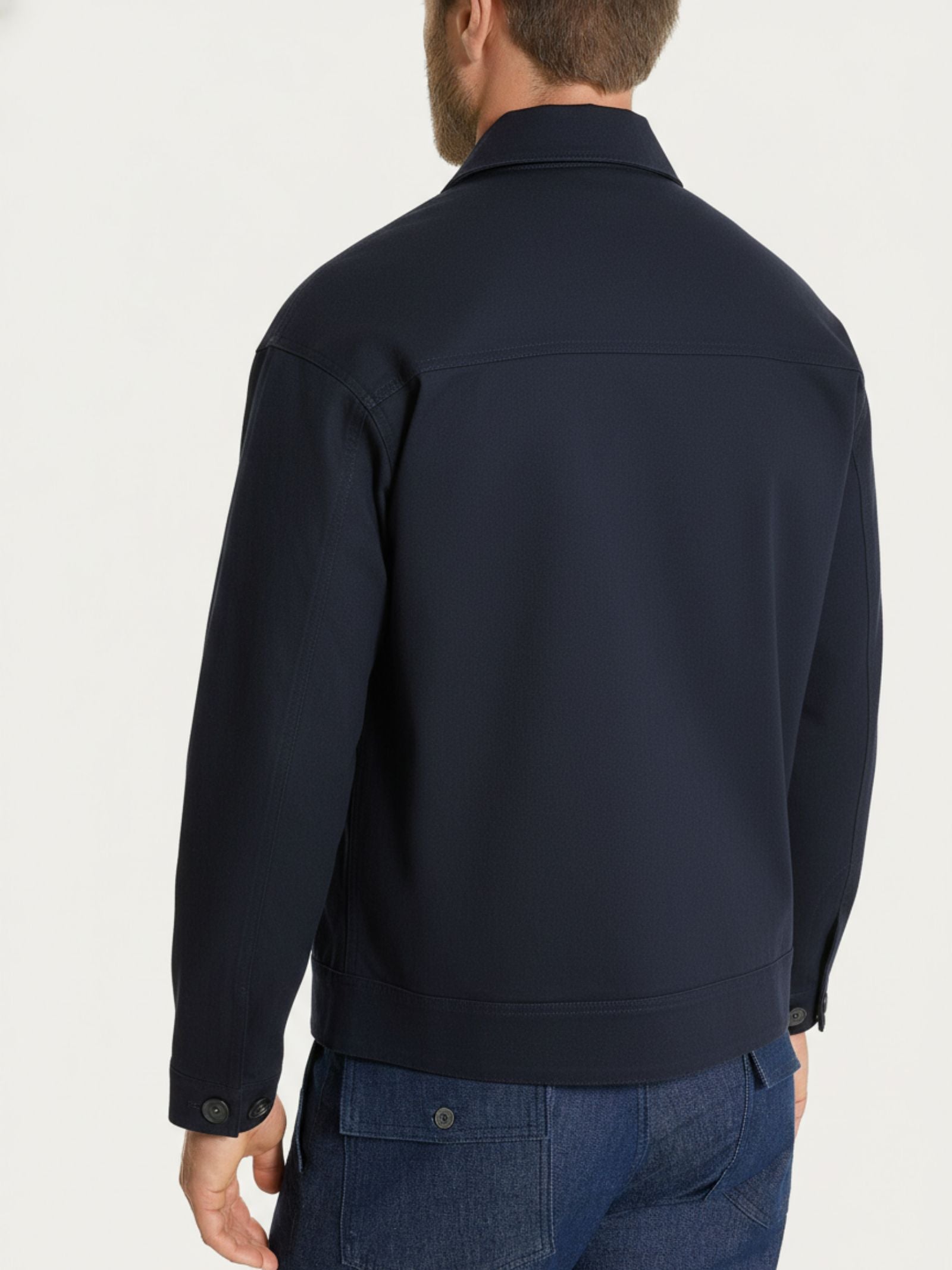 Ragno Canvas Stretch giacca zip blu uomo