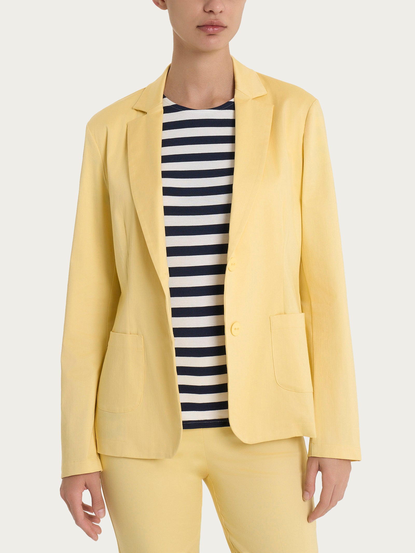 Ragno Satin Power blazer donna 2 bottoni pale banana cotone