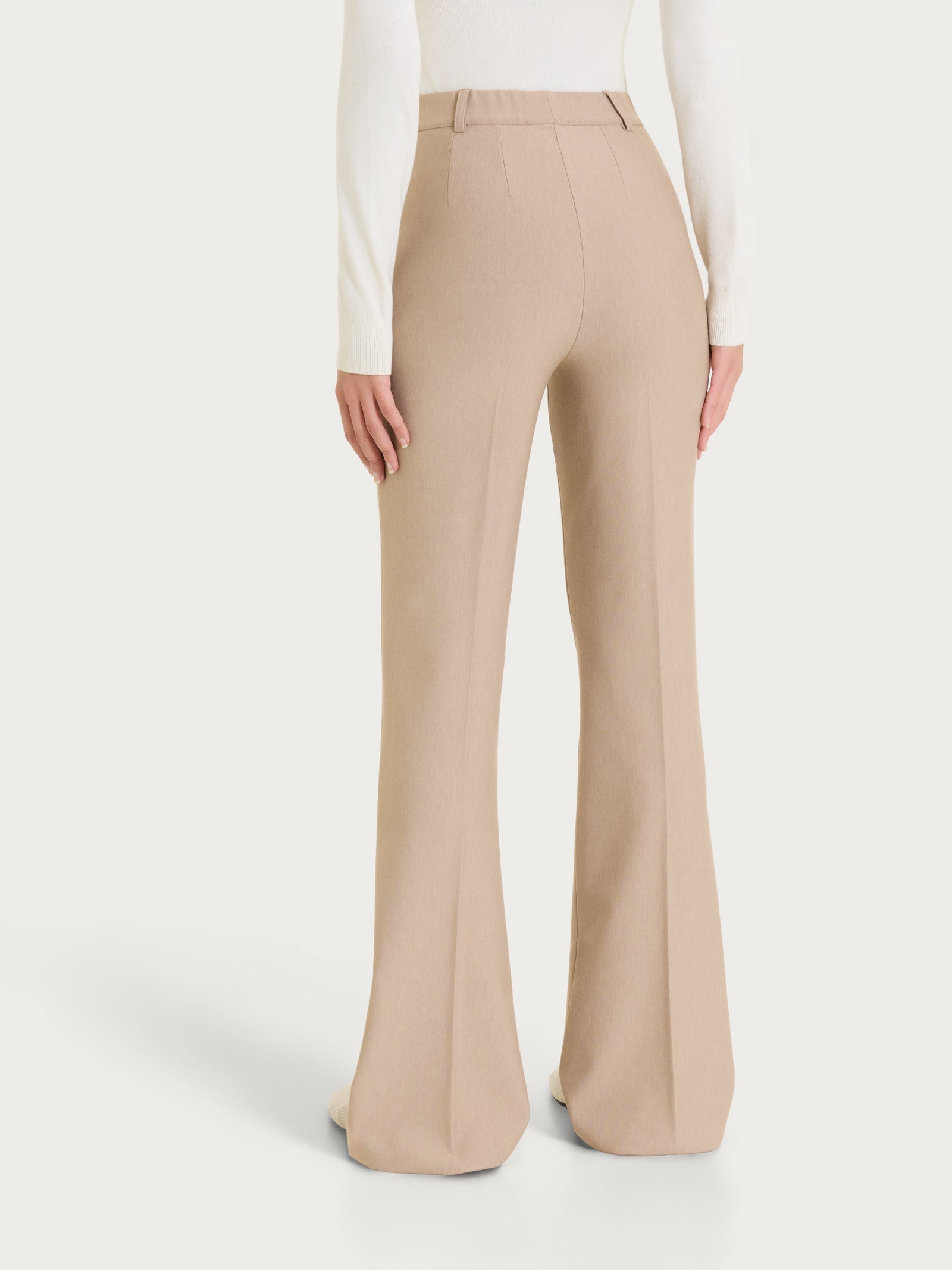 Ragno Compact pantalone flare cammello con tasche