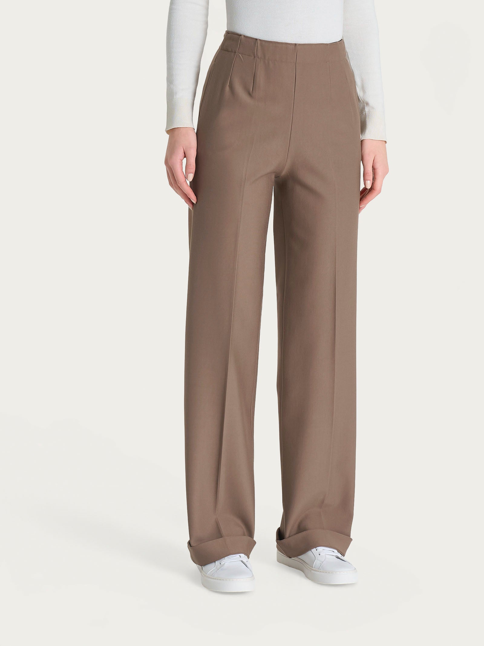 Ragno Compact pantalone ampio marrone viscosa