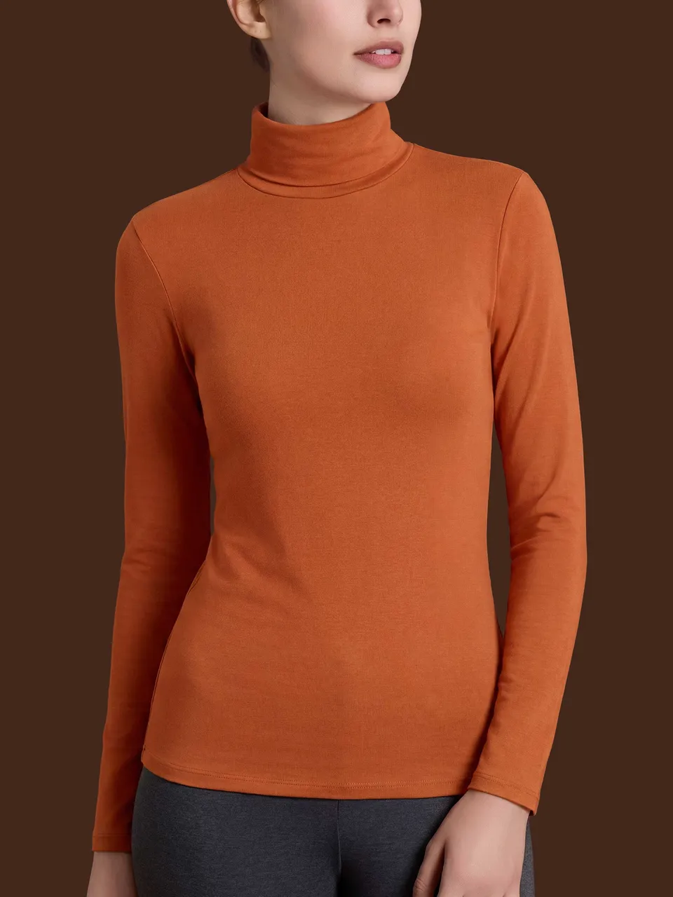 Ragno Eco Viscosa Maglia Dolcevita Rust elasticizzata