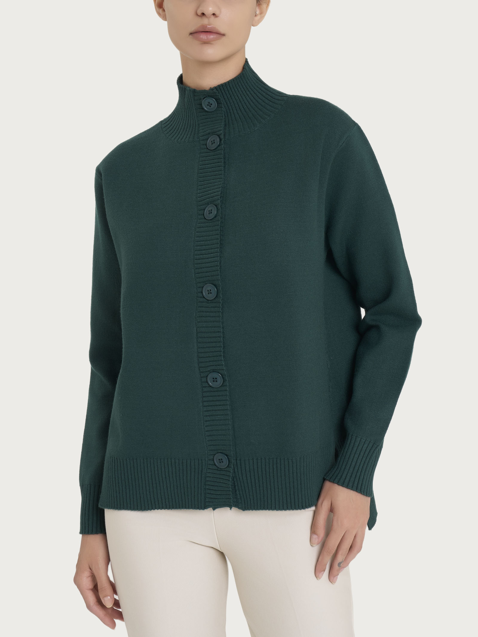 Ragno Super Soft cardigan bottoni Rain Forest caldo morbido