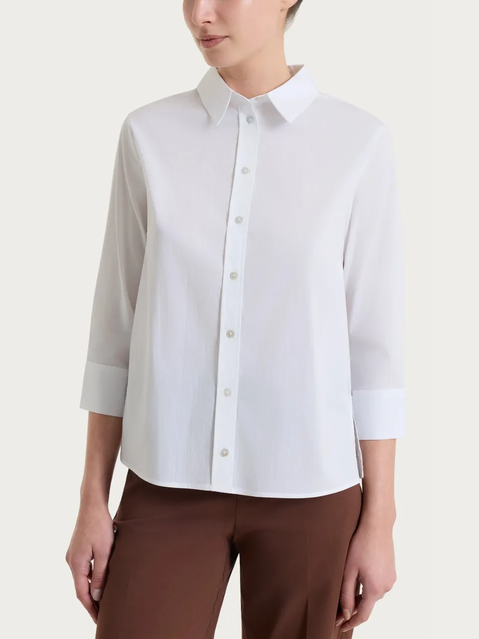 Ragno Puro Cotone camicia manica 3/4 Bianco