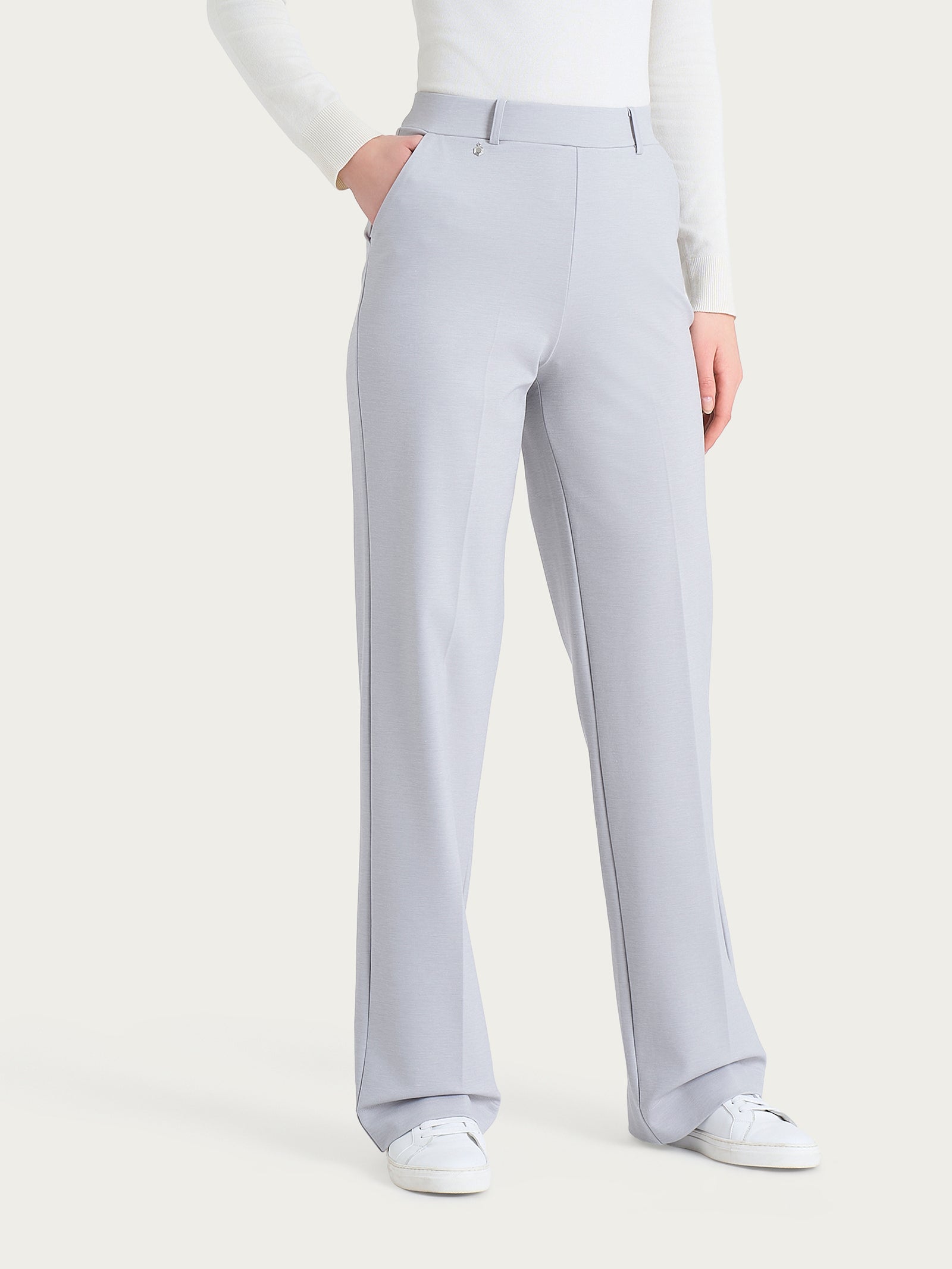 Ragno Cashmere Compact Pantalone Ampio pantalone ghiaia mel tasche