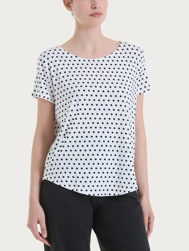 Ragno Viscosa Summer t-shirt pois Fant. White manica corta