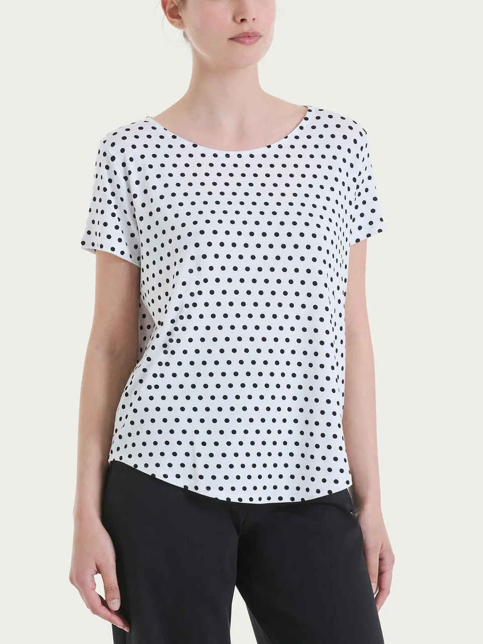 Ragno Viscosa Summer t-shirt pois Fant. White manica corta