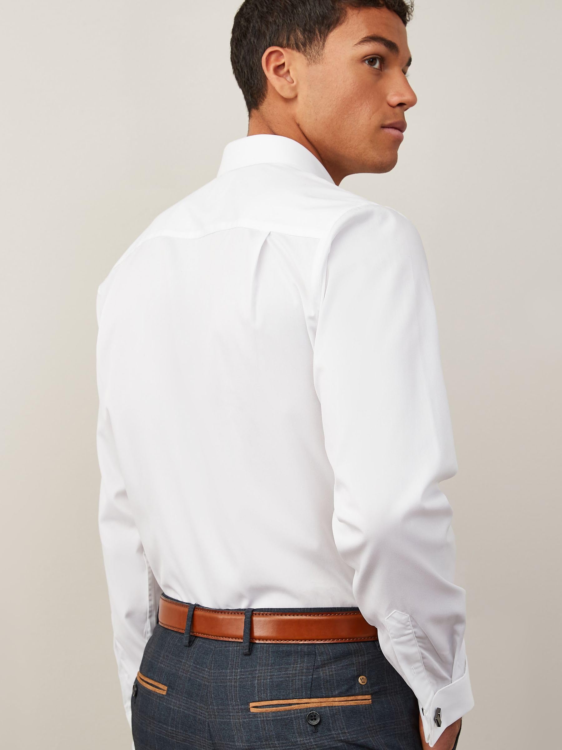 Next Camicia Easy-Care Polsino Doppio Regular Taglia 43 Stiro Facile