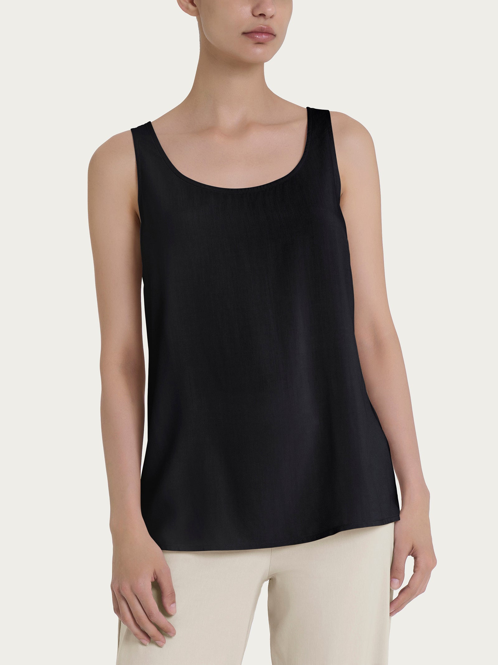 Ragno EcoSeta top smanicato spalla larga Nero