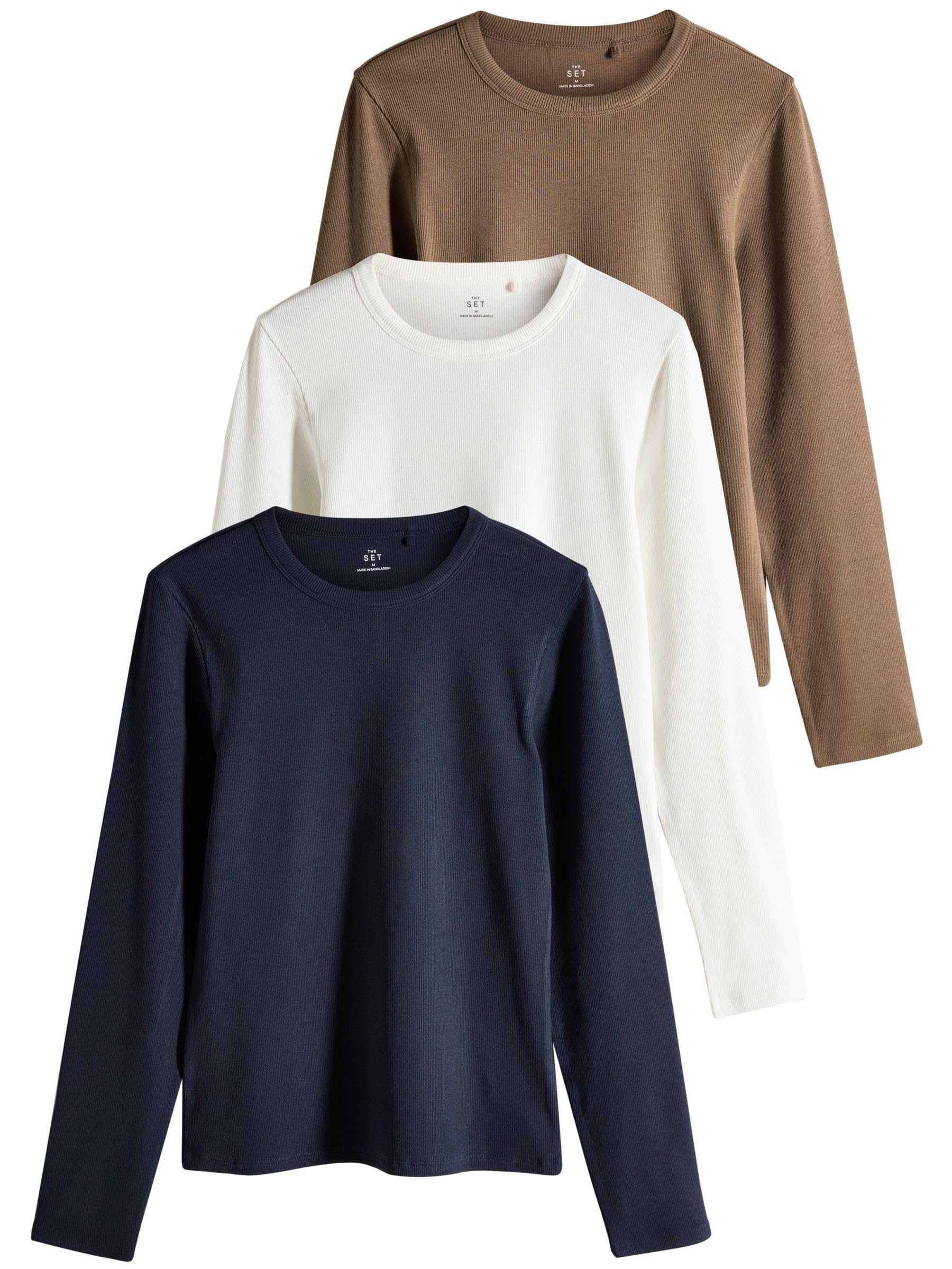 Next The Set maglietta coste girocollo 3 pezzi cotone