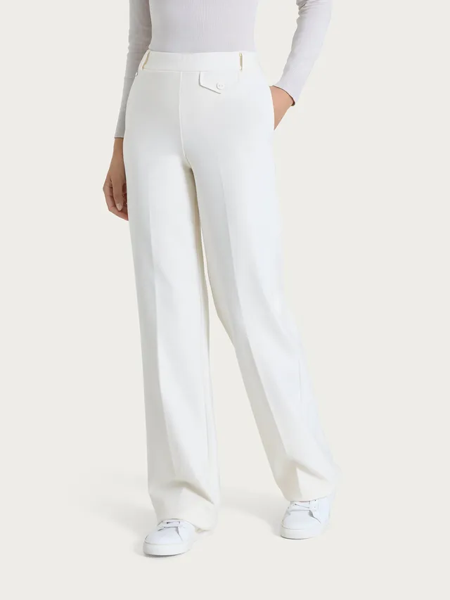 Ragno Compact pantalone ampio Avorio wide leg taschino