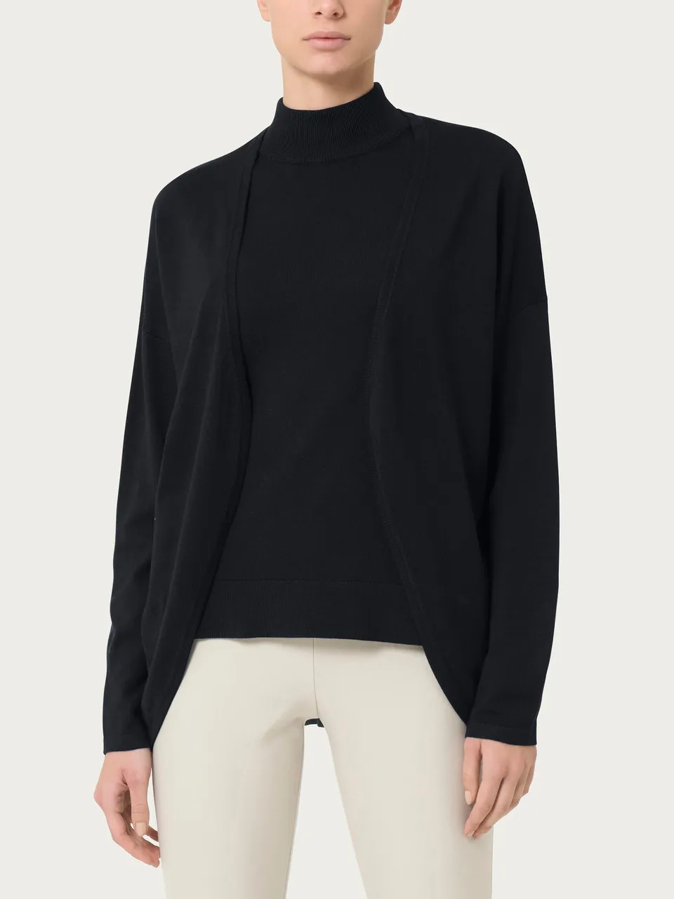 Ragno Four Seasons cardigan aperto Nero misto viscosa